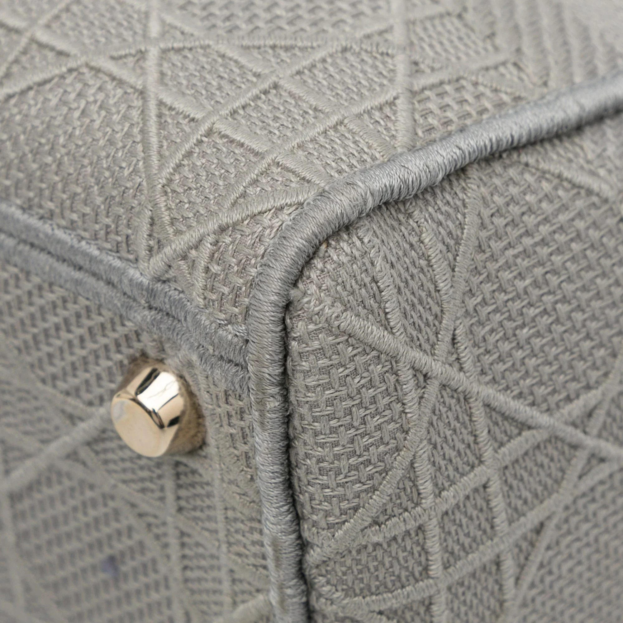 Dior | Pre-Owned Medium Canvas Cannage Lady D Lite - III | Gray/Light Gray - Image 8
