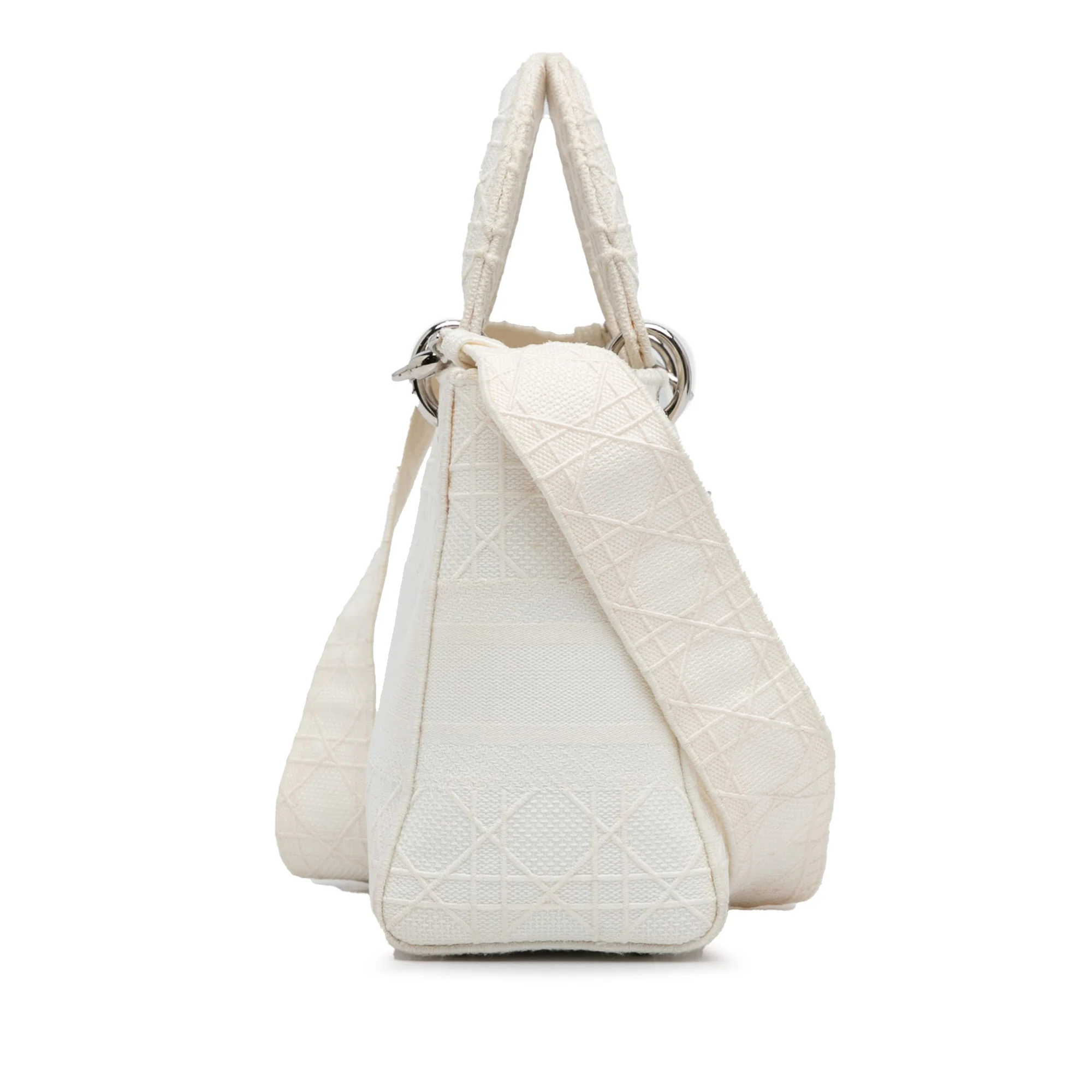 Dior | Pre-Owned Medium Canvas Cannage Lady D Lite | White - Image 6
