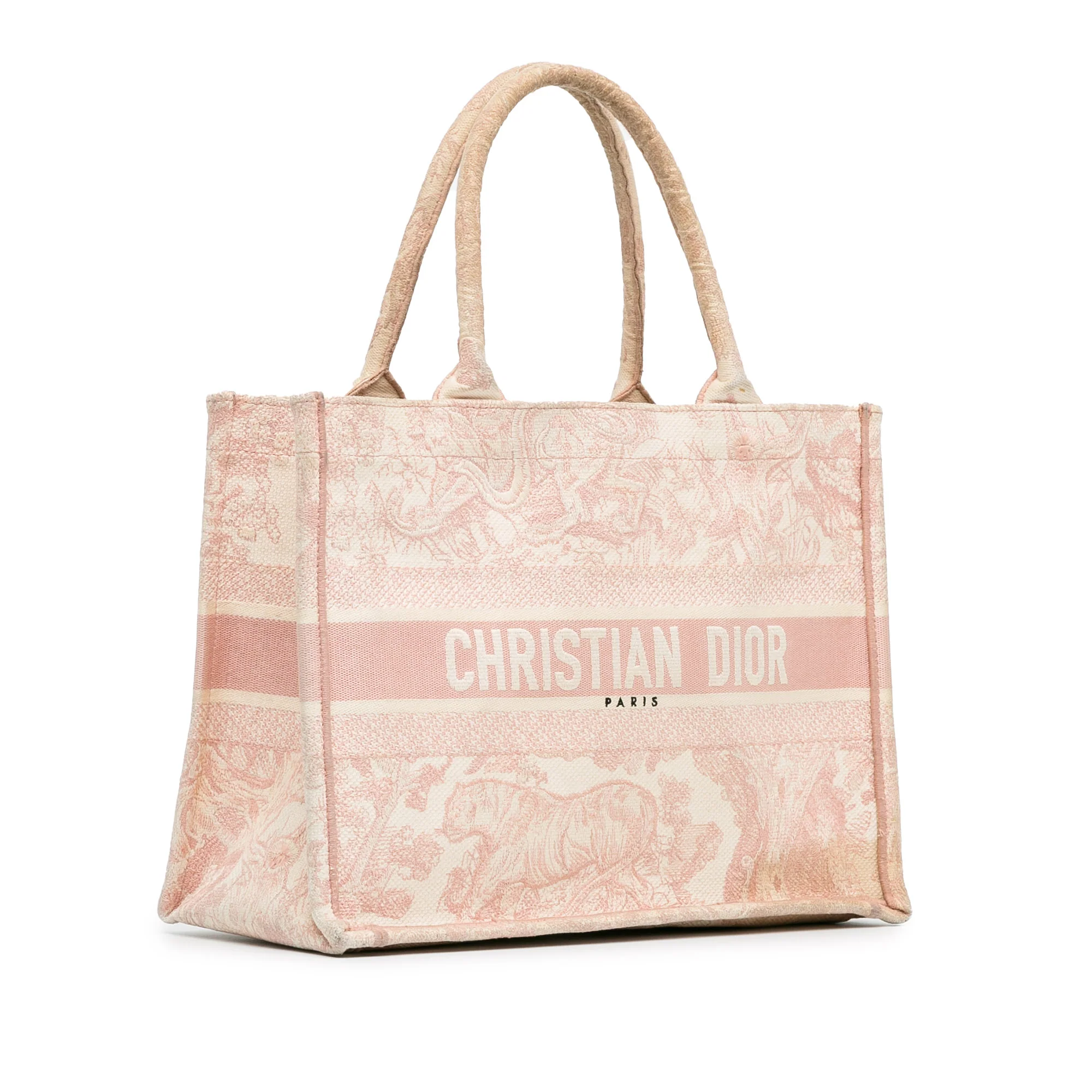 Dior | Pre-Owned Medium Canvas Embroidered Dioriviera Toile De Jouy Book Tote | Pink/Light Pink - Image 7