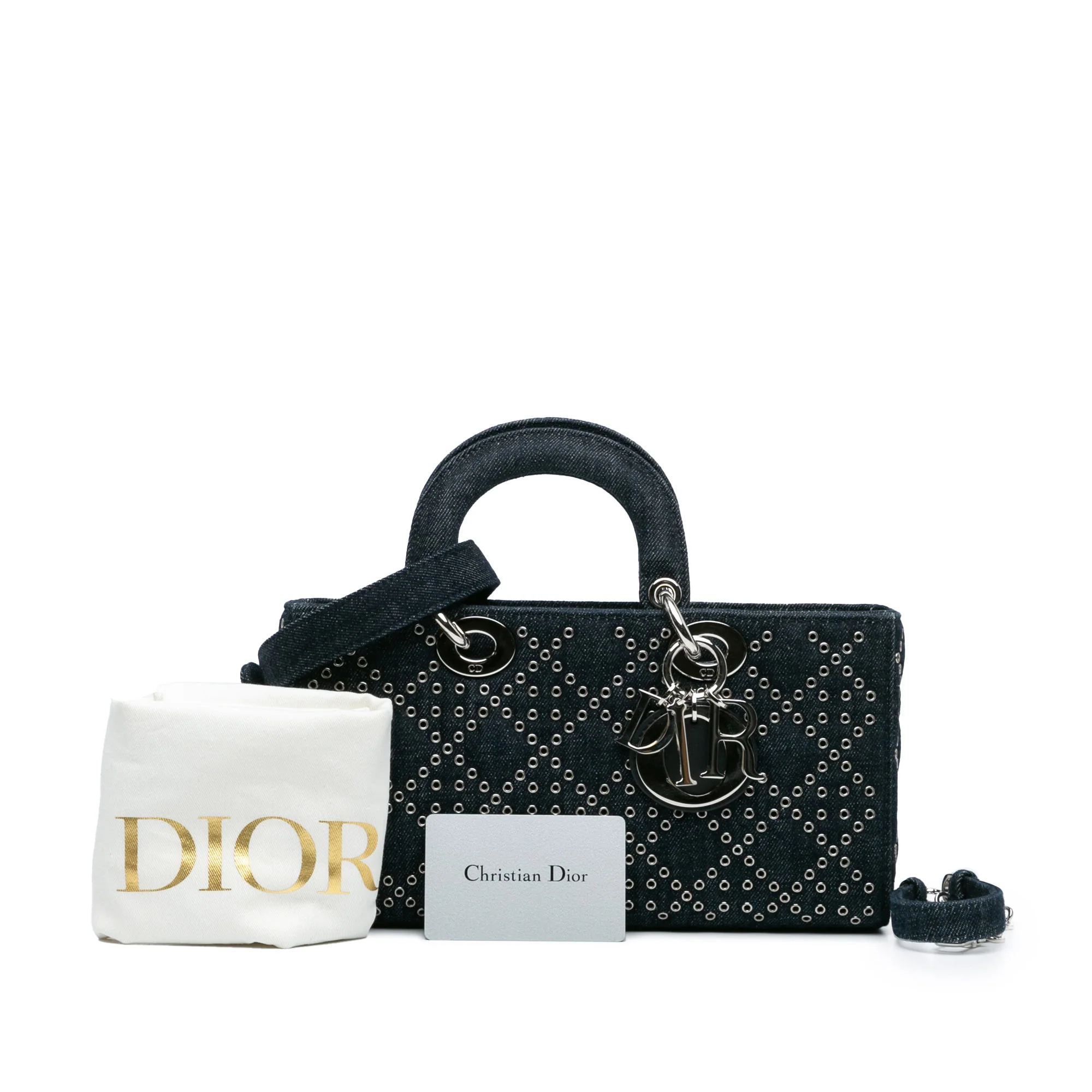 Dior | Pre-Owned Medium Denim Cannage Eyelet Lady D Joy | Blue/Navy - Image 2