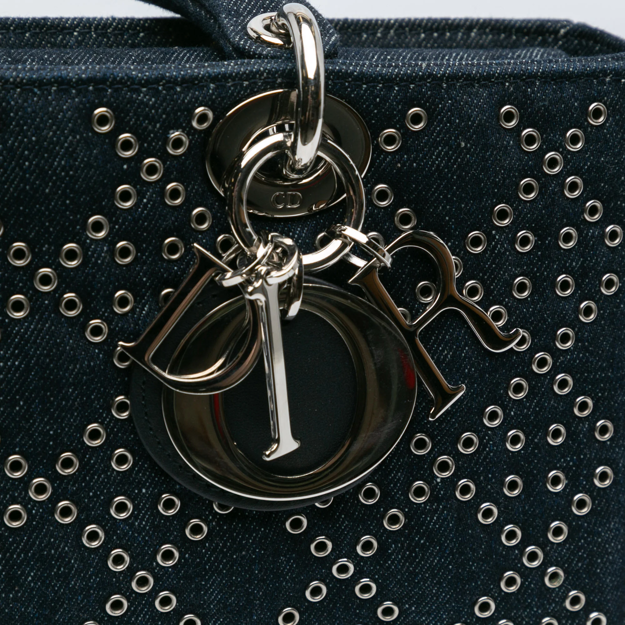 Dior | Pre-Owned Medium Denim Cannage Eyelet Lady D Joy | Blue/Navy - Image 8
