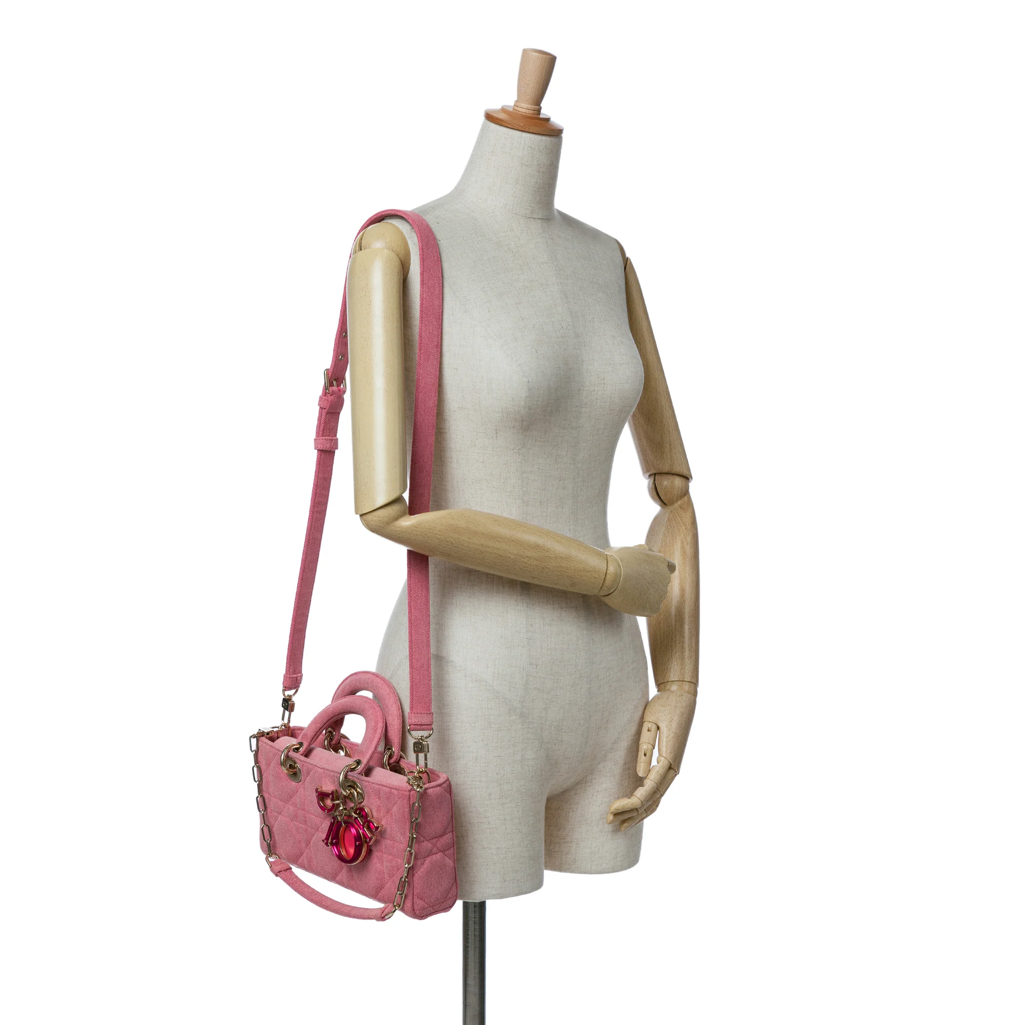Dior | Pre-Owned Medium Denim Macrocannage Lady D Joy - II | Pink - Image 8