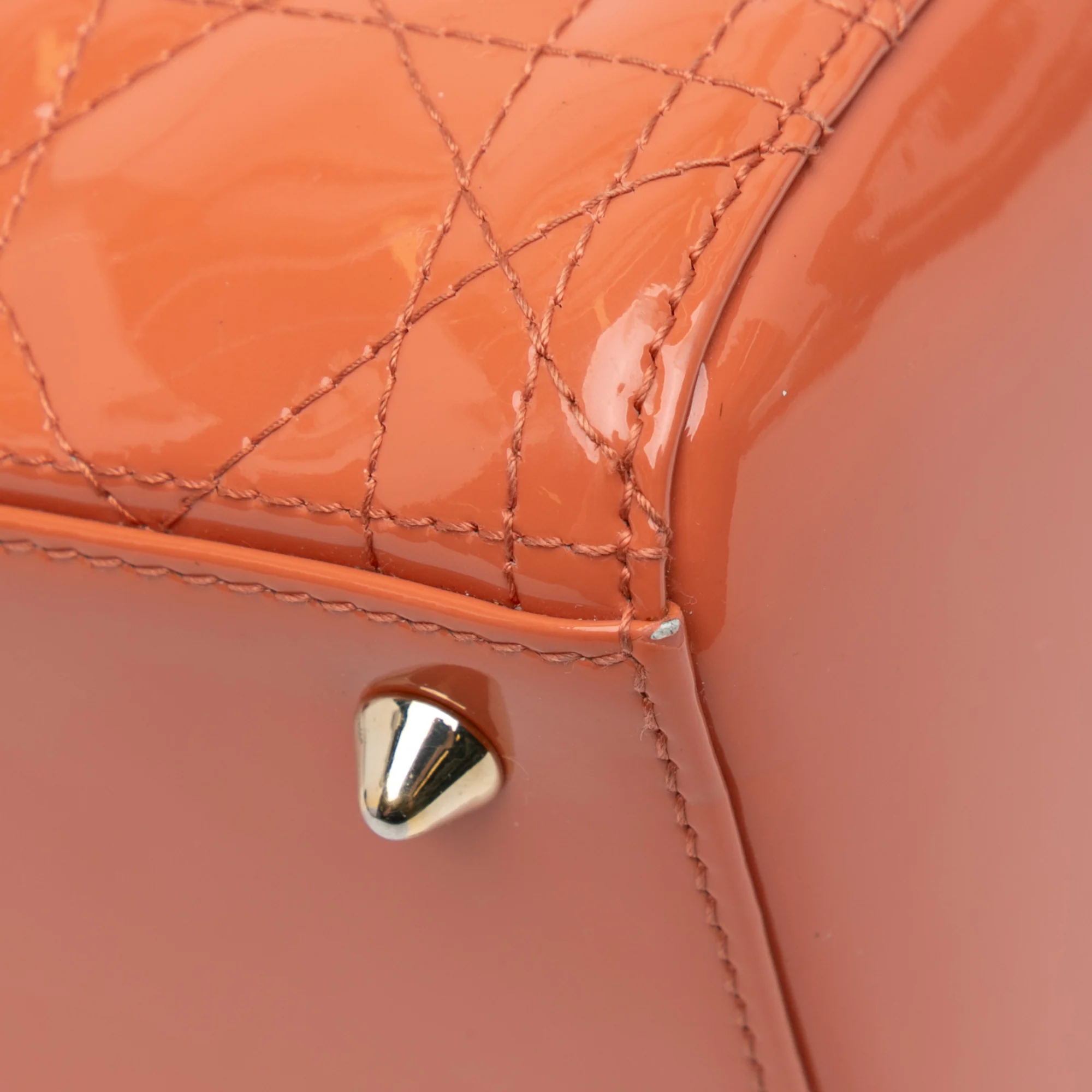Dior | Pre-Owned Medium Patent Cannage Lady Dior | Orange/Peach - Image 8