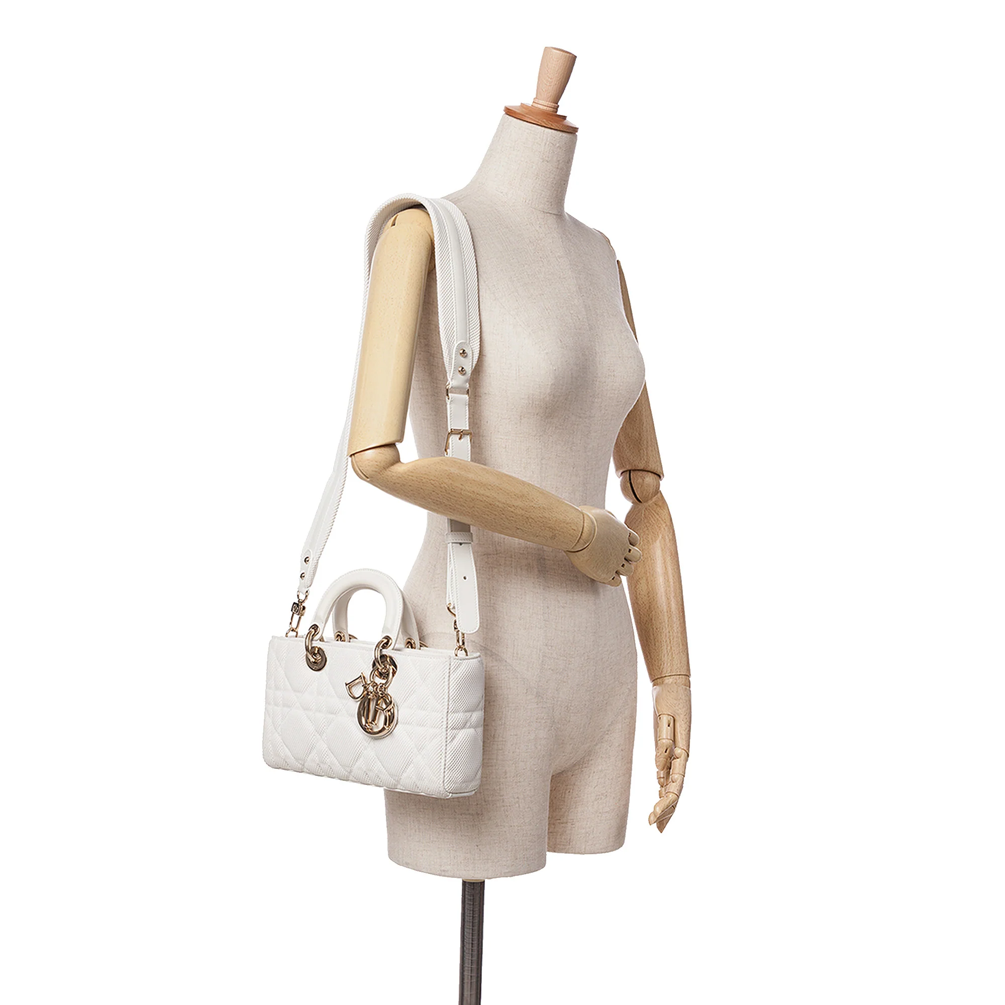 Dior | Pre-Owned Medium Technical Fabric Macrocannage Lady D Joy | White - Image 2