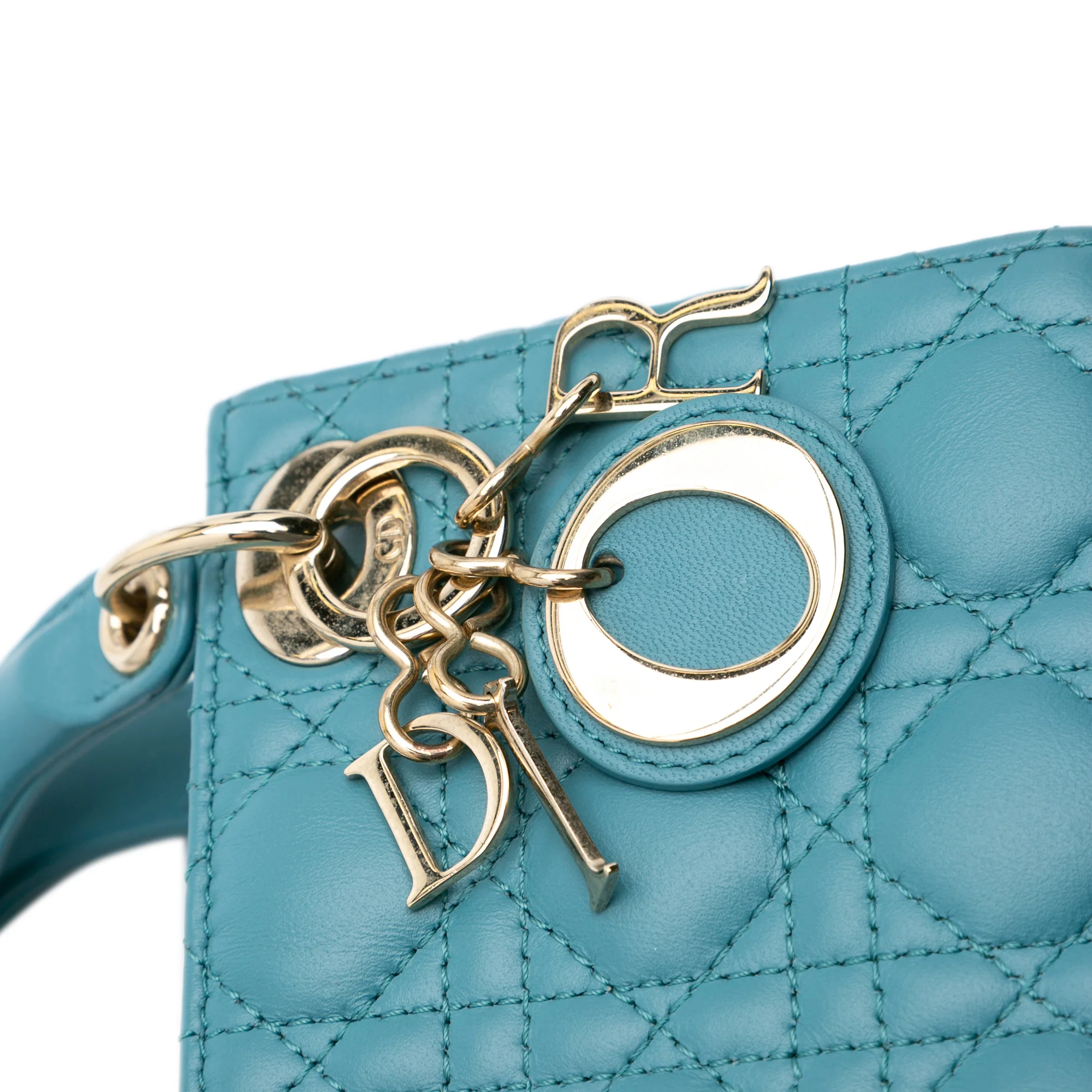 Dior | Pre-Owned Micro Lambskin Cannage Lady Dior | Blue/Turquoise - Image 10