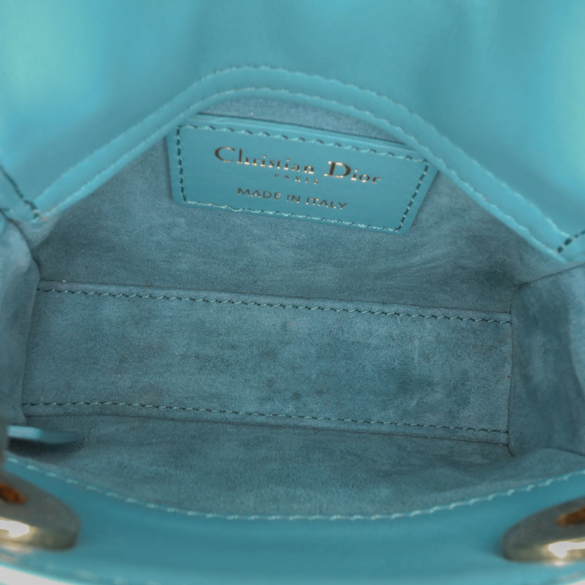 Dior | Pre-Owned Micro Lambskin Cannage Lady Dior | Blue/Turquoise - Image 5