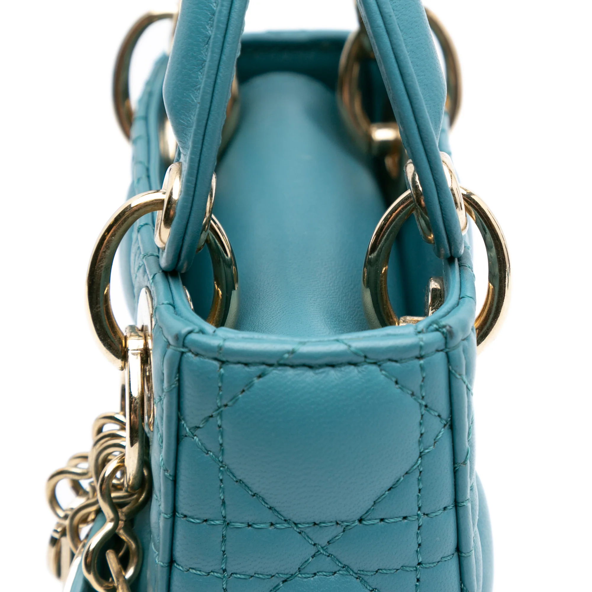 Dior | Pre-Owned Micro Lambskin Cannage Lady Dior | Blue/Turquoise - Image 9