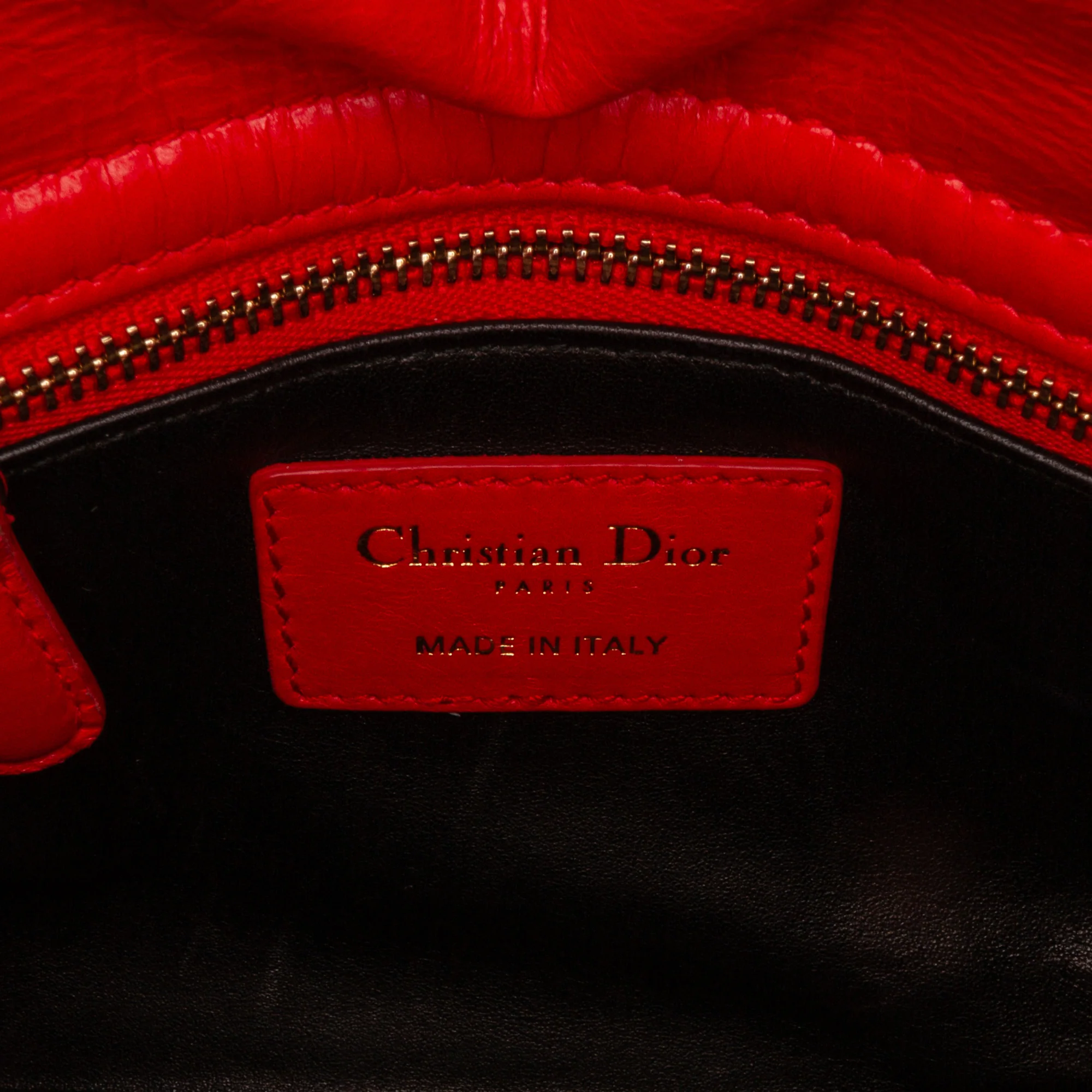 Dior | Pre-Owned Mini Calfskin Sequin Embellished Lady Dior | Red - Image 8