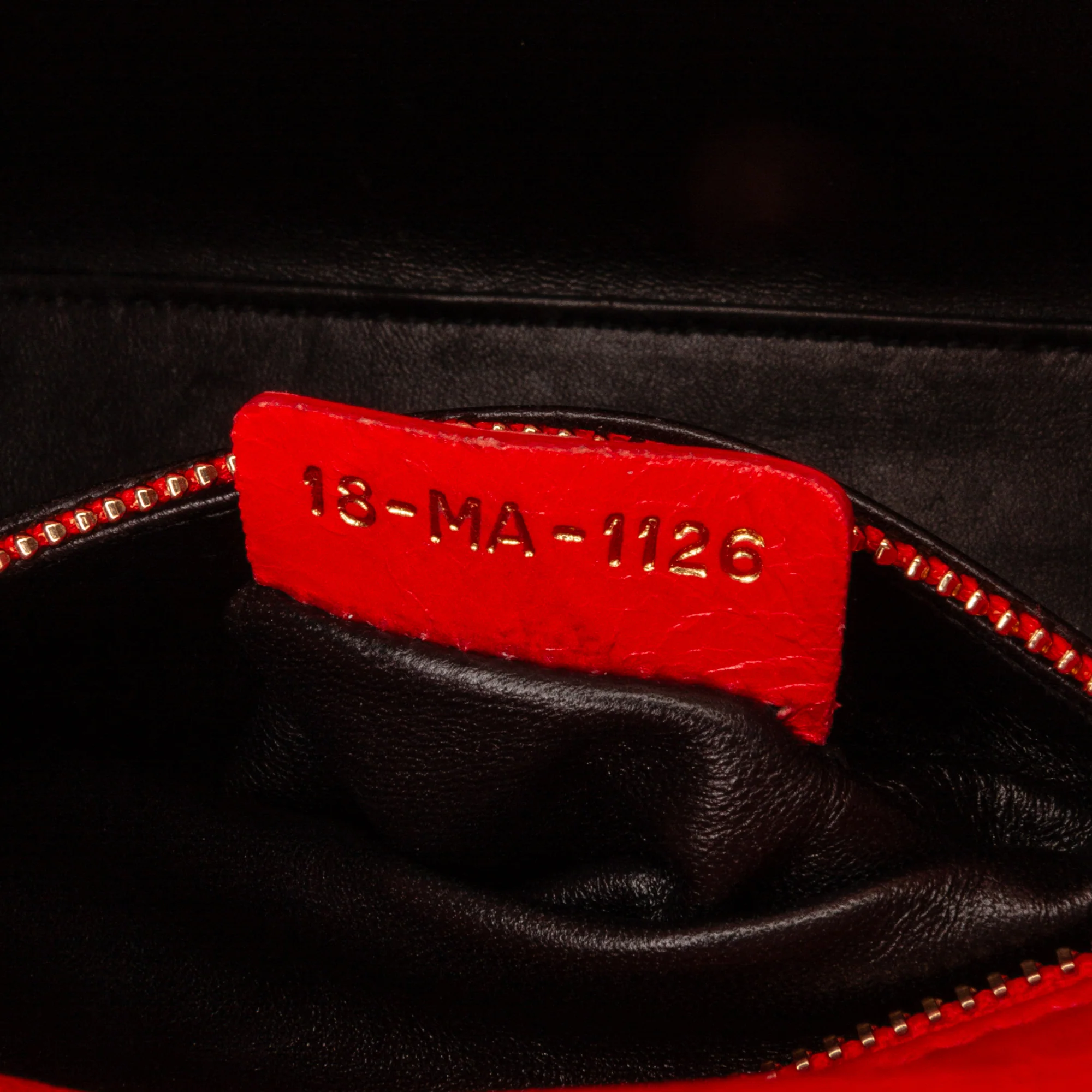 Dior | Pre-Owned Mini Calfskin Sequin Embellished Lady Dior | Red - Image 9
