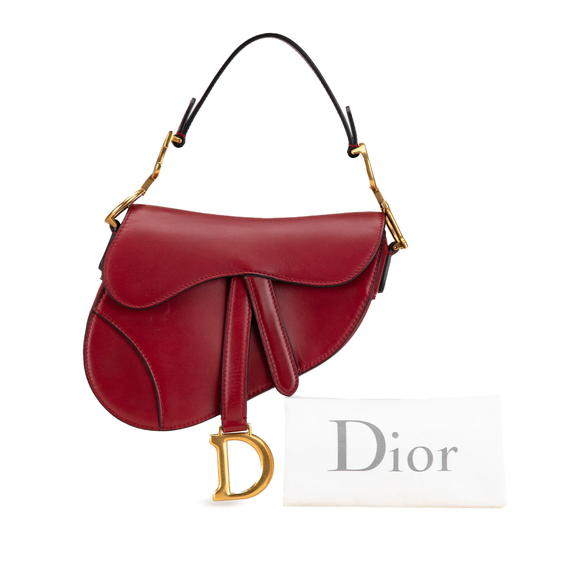 Dior | Pre-Owned Mini Grained Calfskin Saddle Bag | Red/Bordeau - Image 2