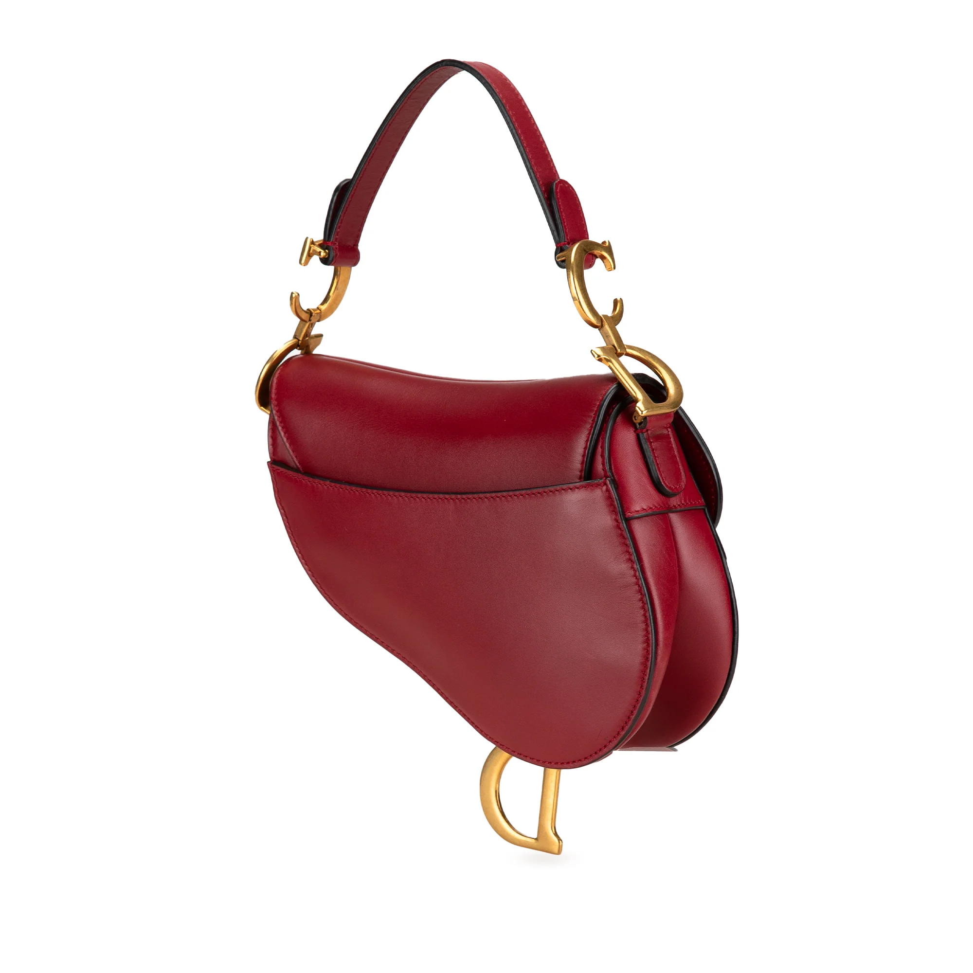 Dior | Pre-Owned Mini Grained Calfskin Saddle Bag | Red/Bordeau - Image 3