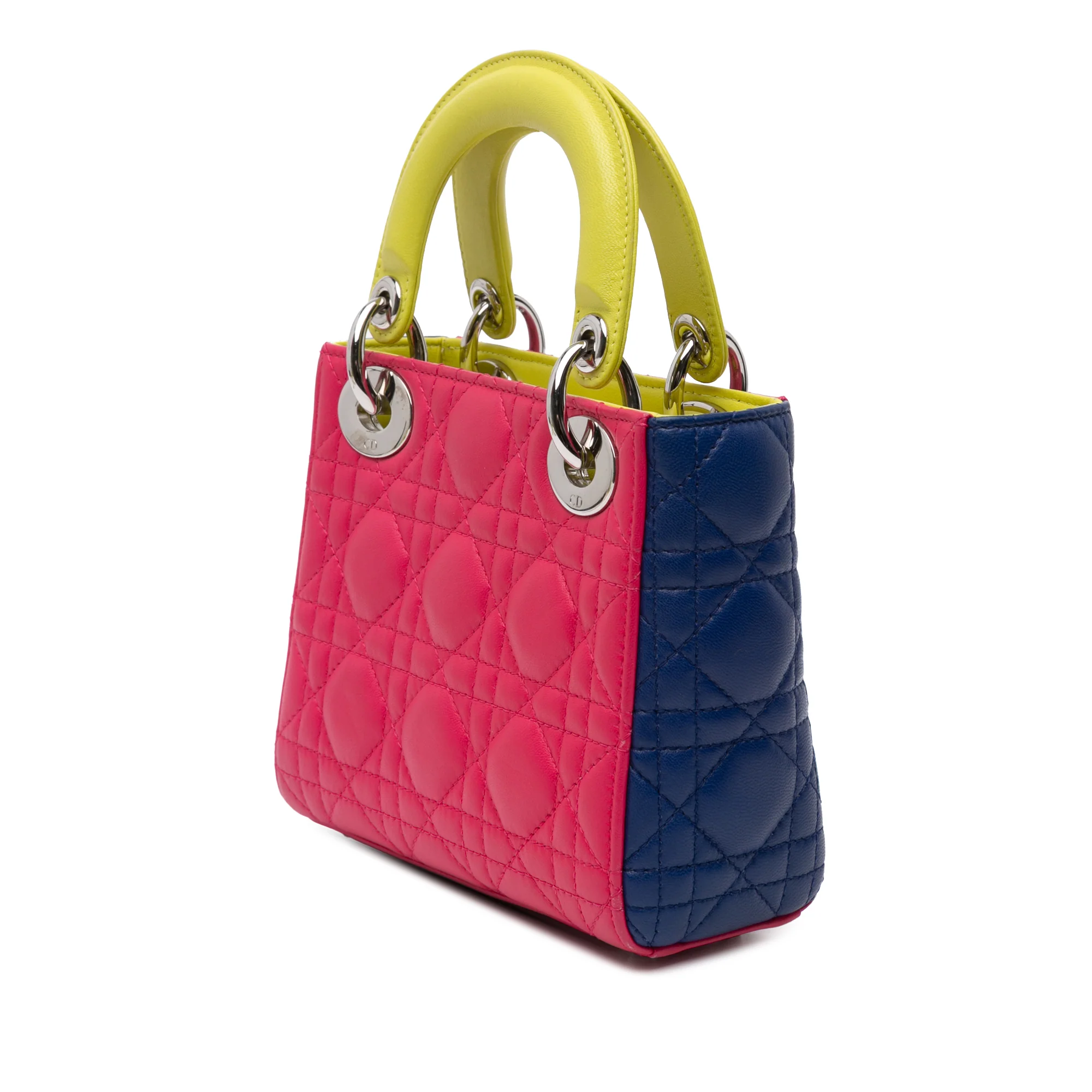 Dior | Pre-Owned Mini Tricolor Lambskin Cannage Lady Dior | Pink - Image 2