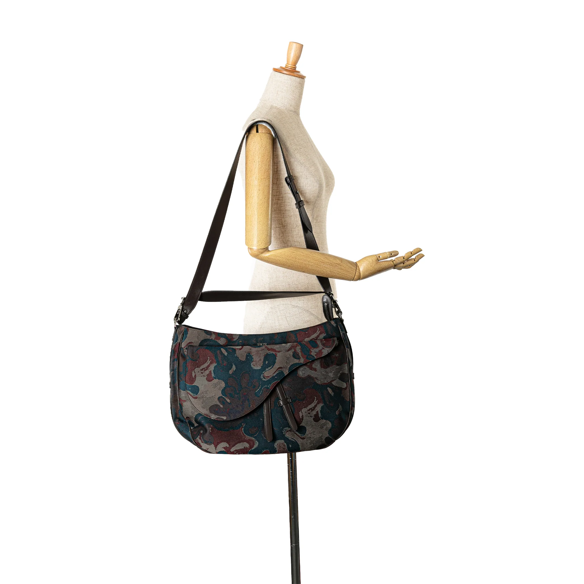 Dior | Pre-Owned Peter Doig Denim Camouflage Soft Saddle Bag | Brown - Image 7