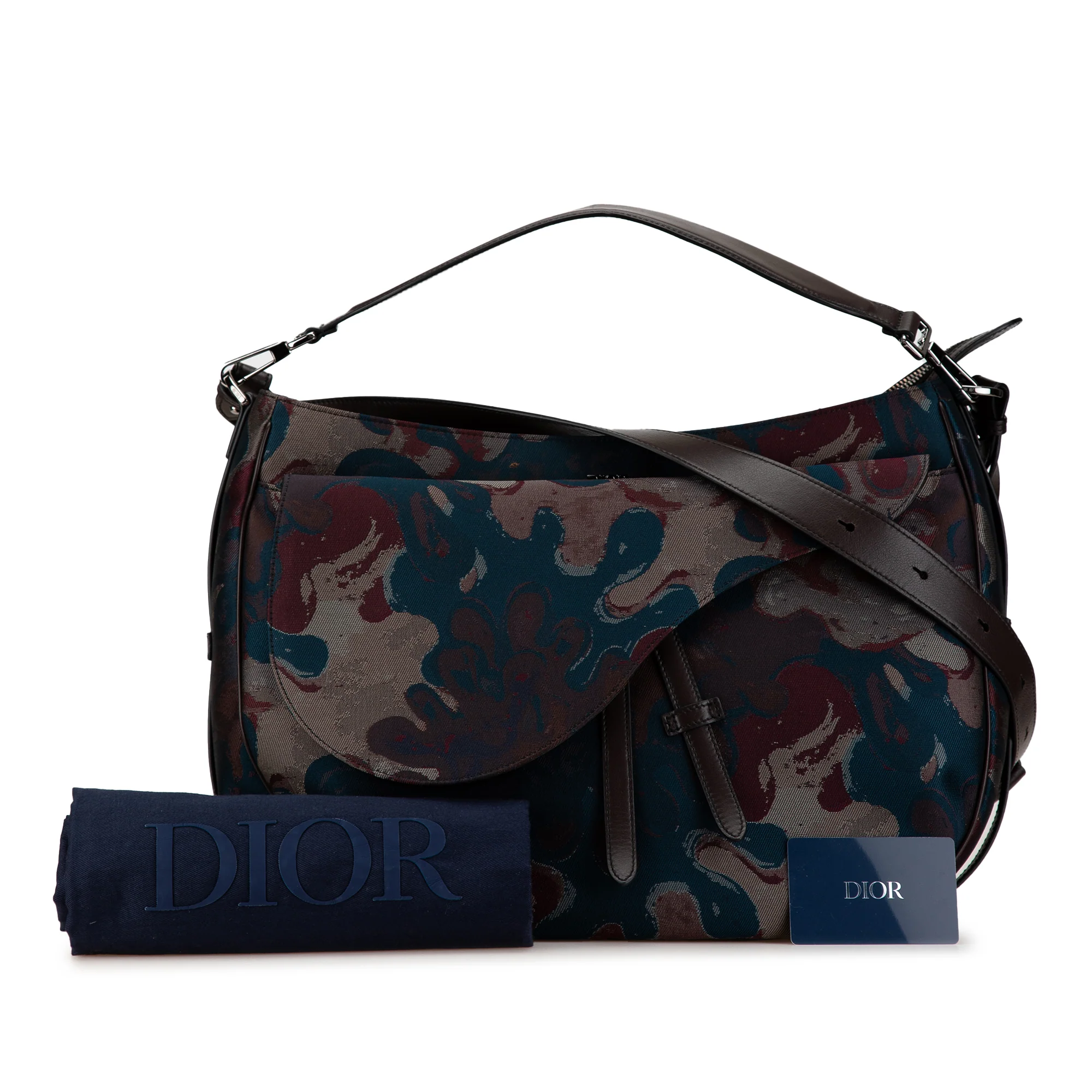 Dior | Pre-Owned Peter Doig Denim Camouflage Soft Saddle Bag | Brown - Image 8