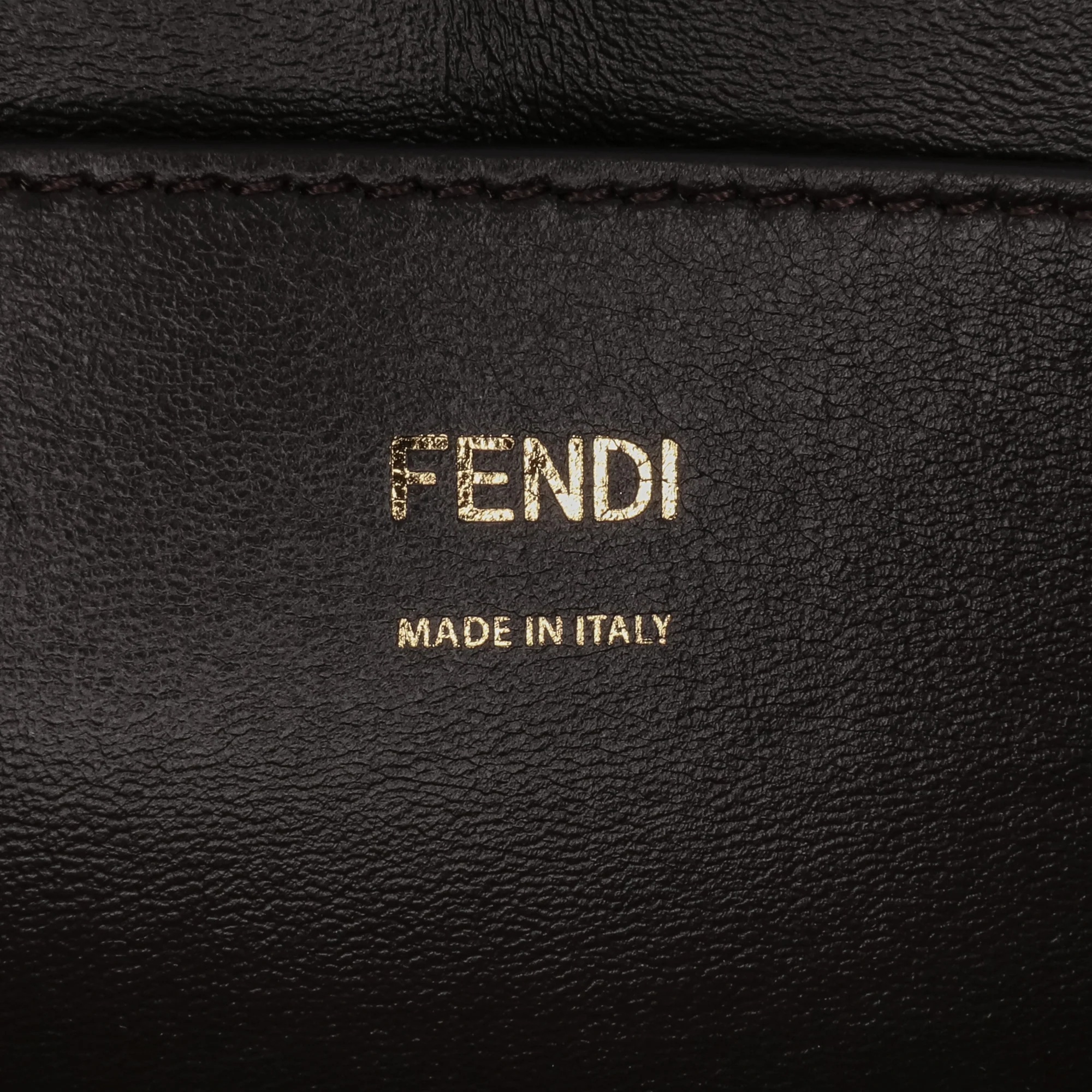 Fendi | Pre-Owned Calfskin Vitello King Nubuck Pequin Karligraphy Pocket Shoulder Bag | Brown - Image 9