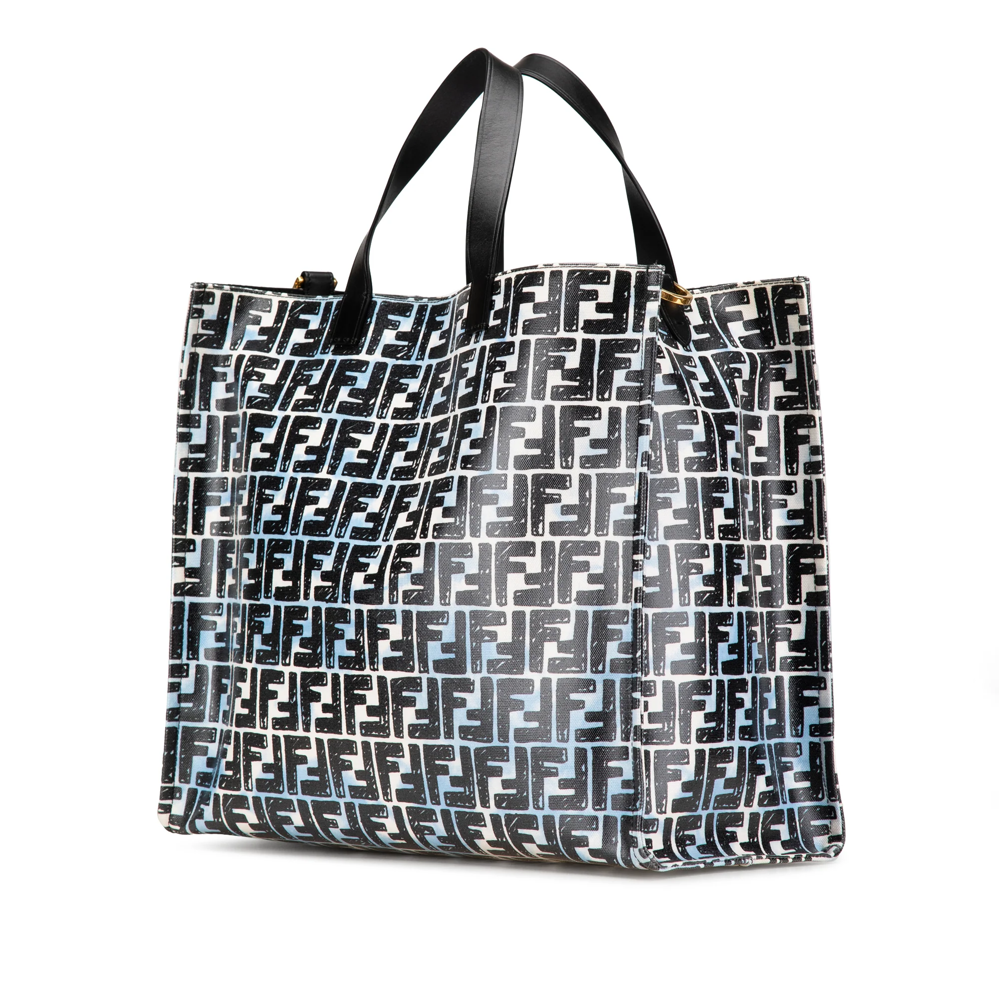 Fendi | Pre-Owned Joshua Vides Zucca Coated Canvas Cloudy Shopper Satchel | Blue - Image 3