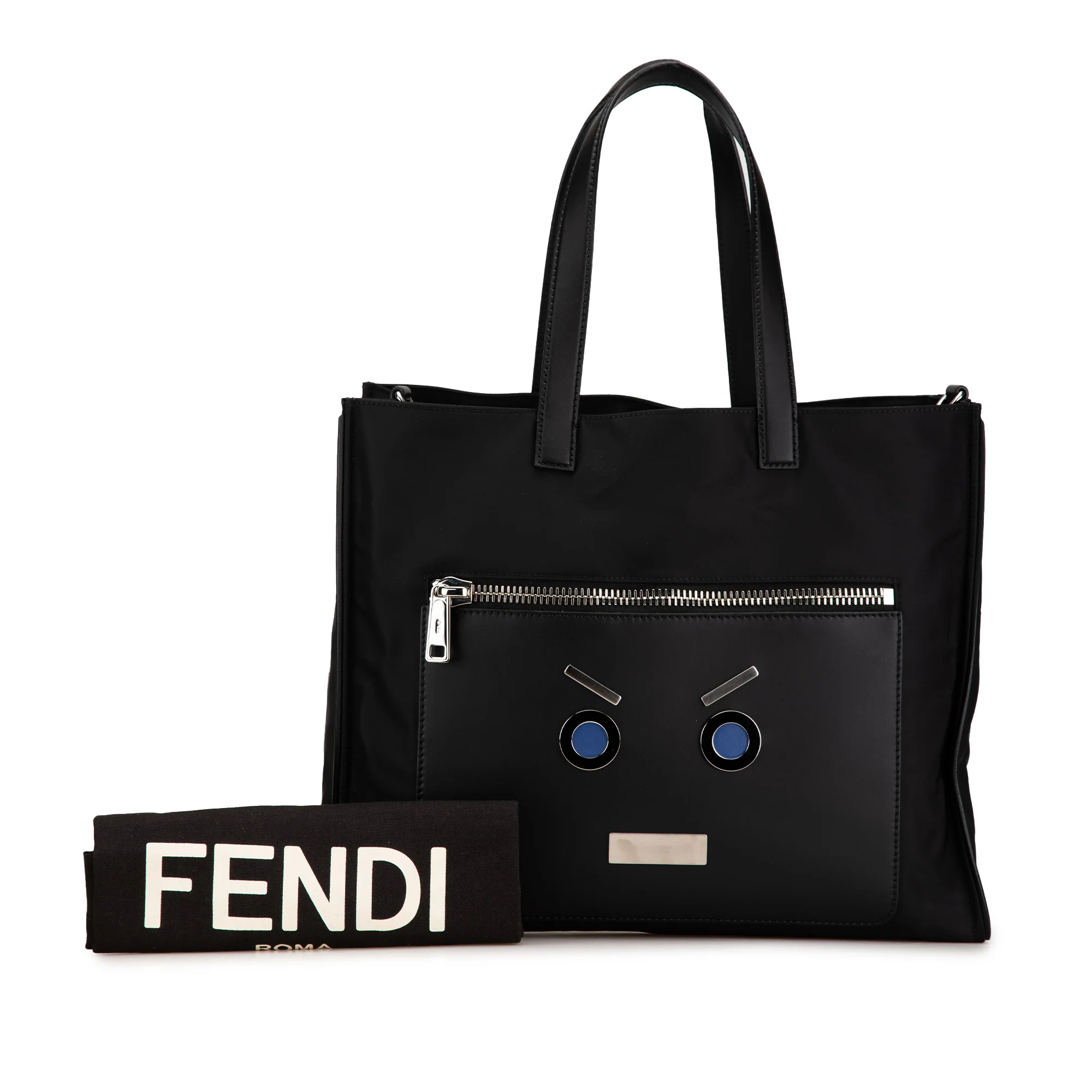 Fendi | Pre-Owned Large Nylon Faces Tote | Black - Image 8