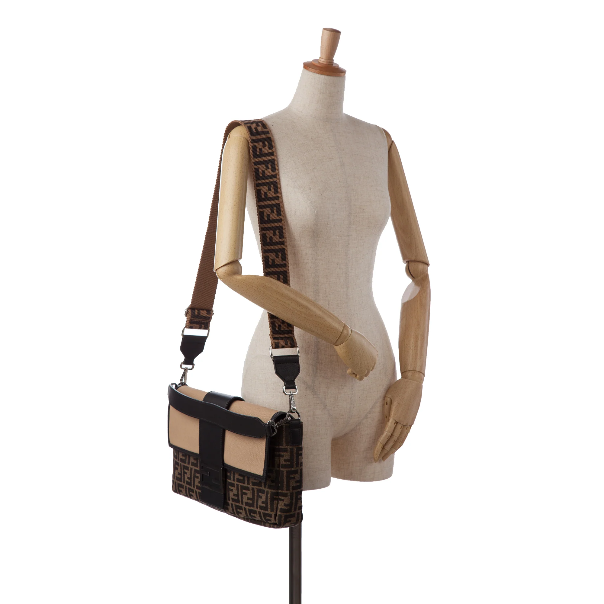 Fendi | Pre-Owned Large Zucca Canvas Convertible Belt Baguette | Brown - Image 2