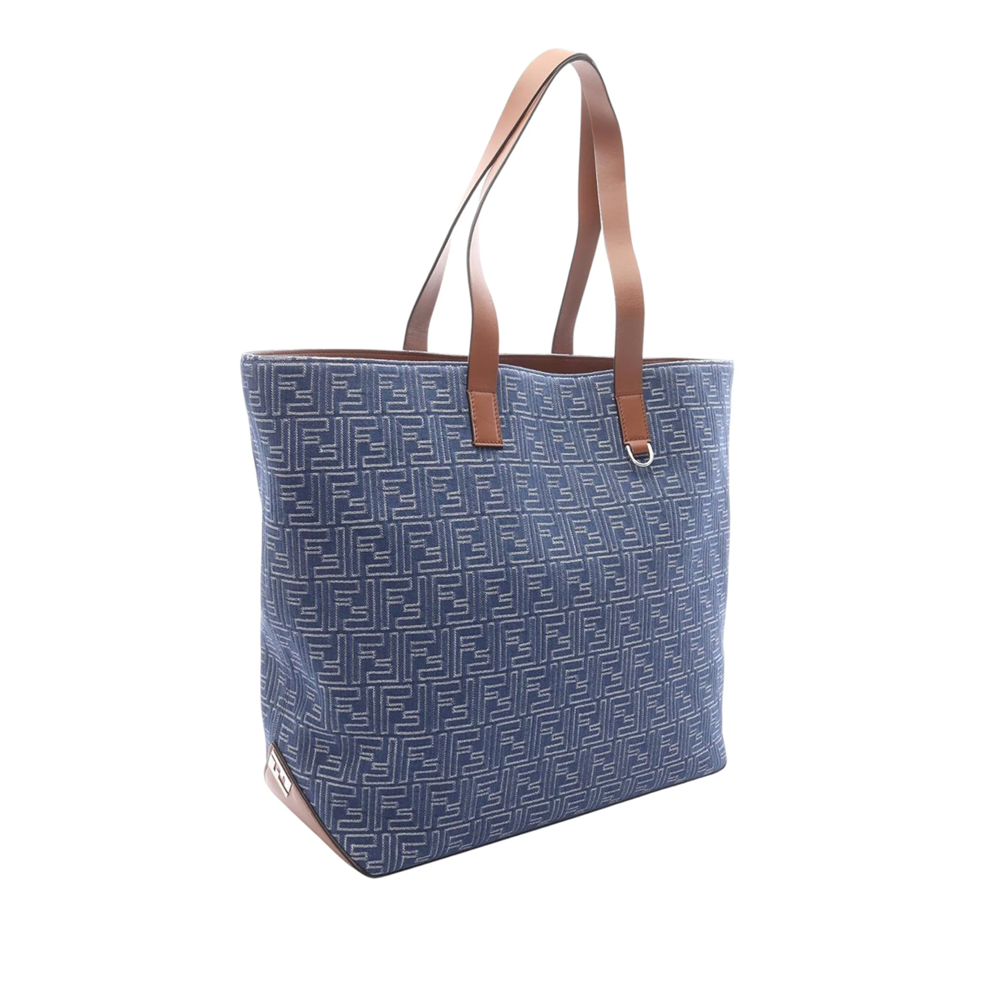 Fendi | Pre-Owned Medium Jacquard FF Shopping Bag | Blue - Image 2