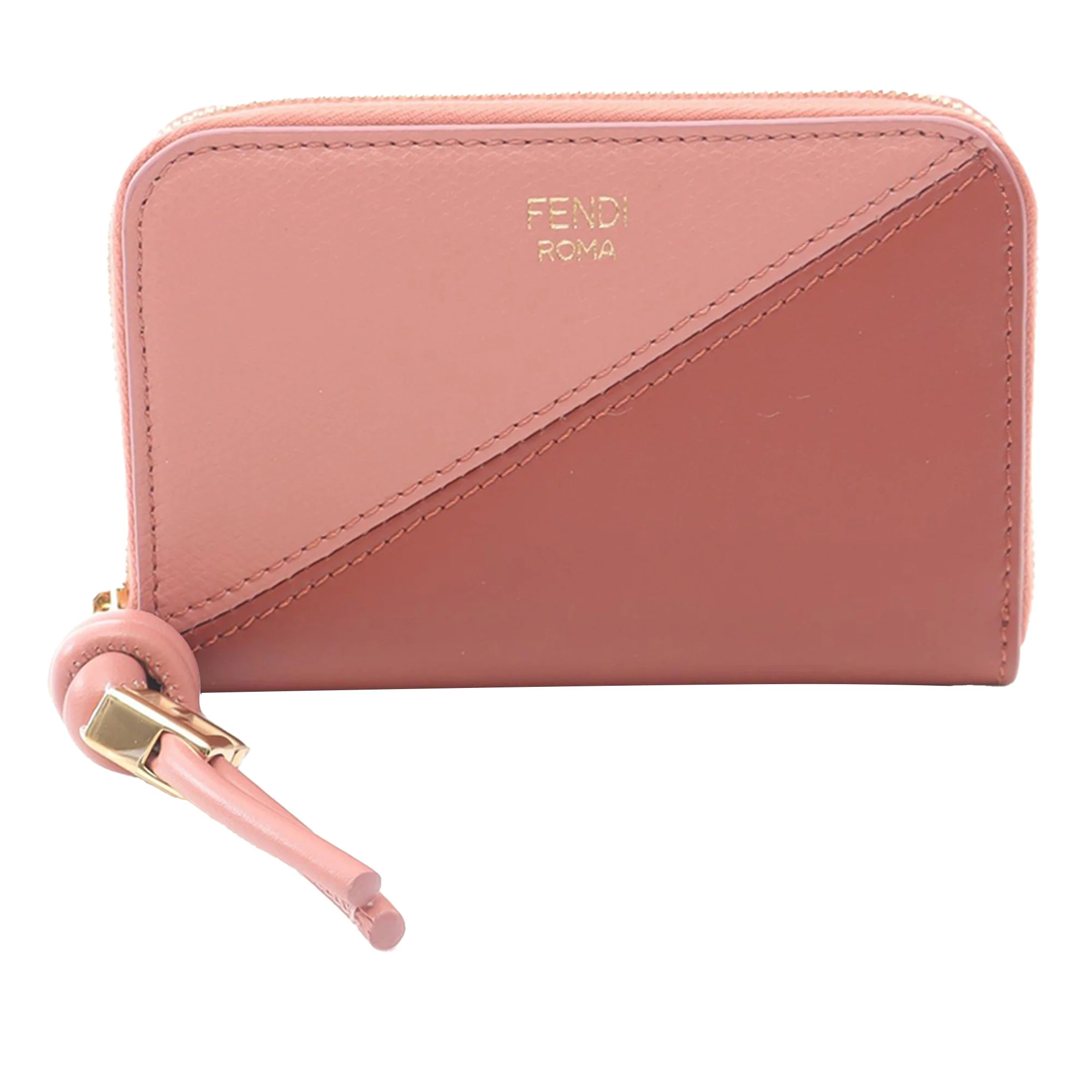 Fendi | Pre-Owned Mini Leather FF Diamond Zip Around Wallet | Pink