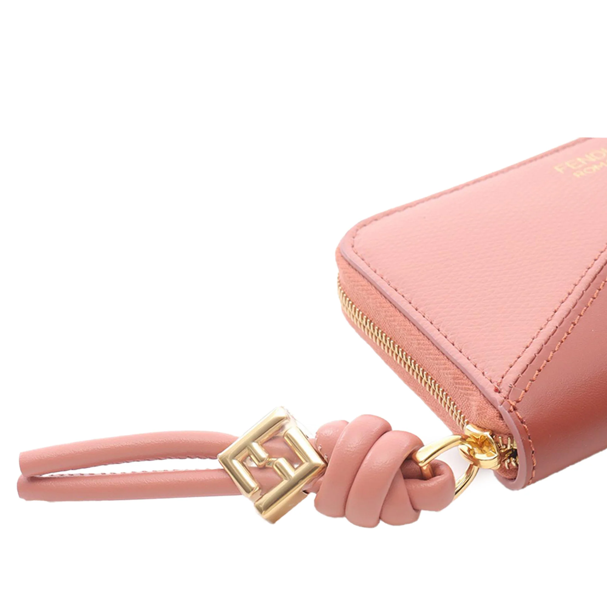Fendi | Pre-Owned Mini Leather FF Diamond Zip Around Wallet | Pink - Image 5
