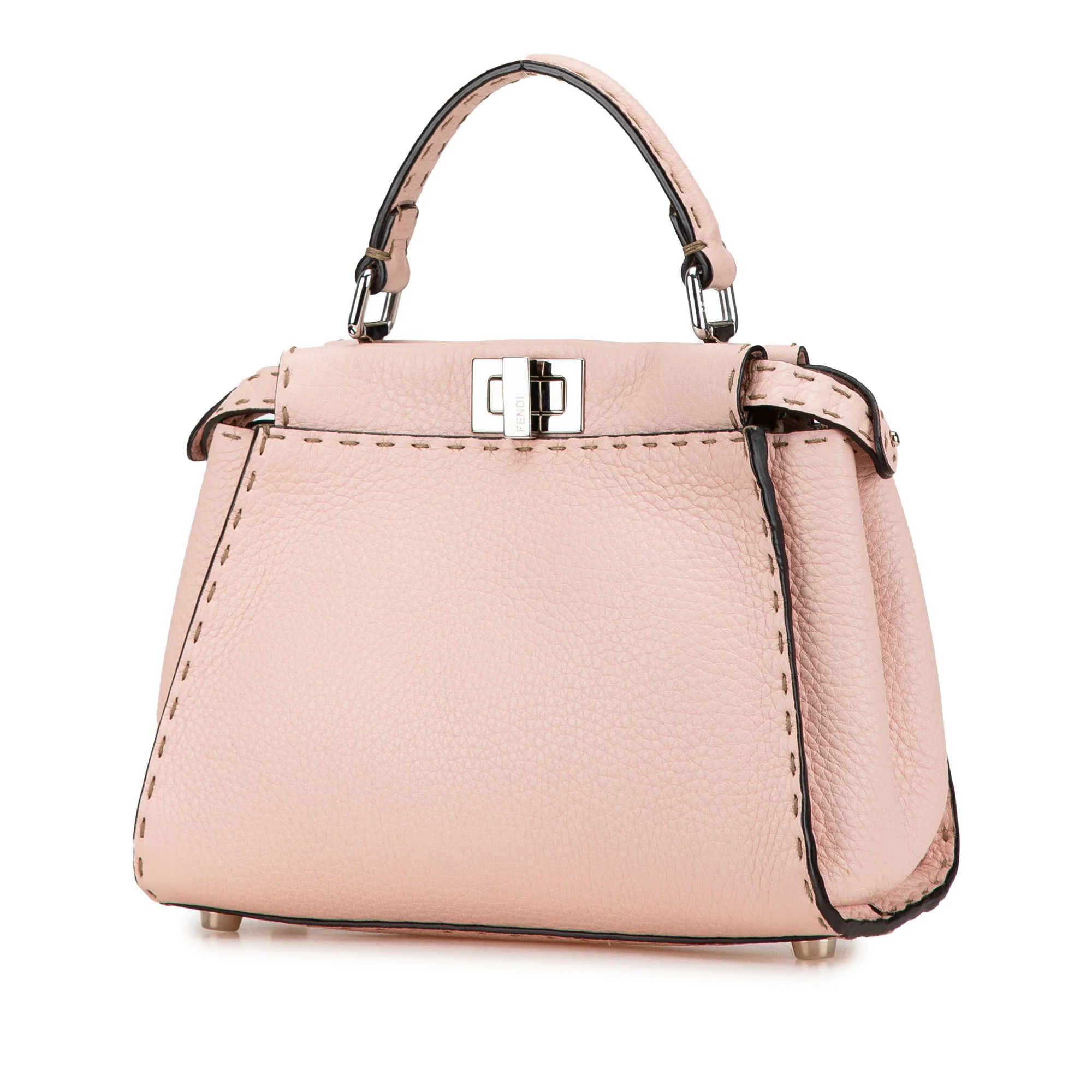 Fendi | Pre-Owned Mini Leather Sakura Selleria Peekaboo Satchel | Pink/Light Pink - Image 2