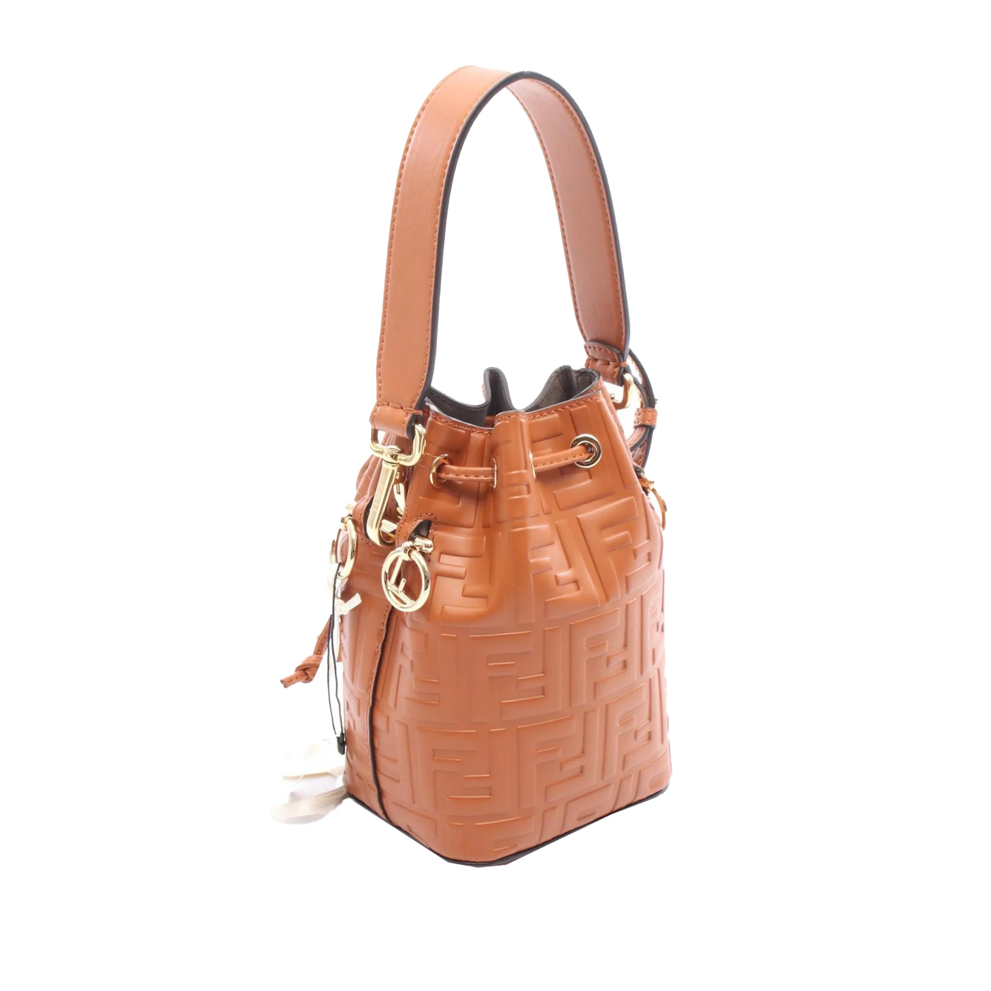 Fendi | Pre-Owned Mini Zucca Embossed Leather Mon Tresor Bucket Bag | Brown - Image 2