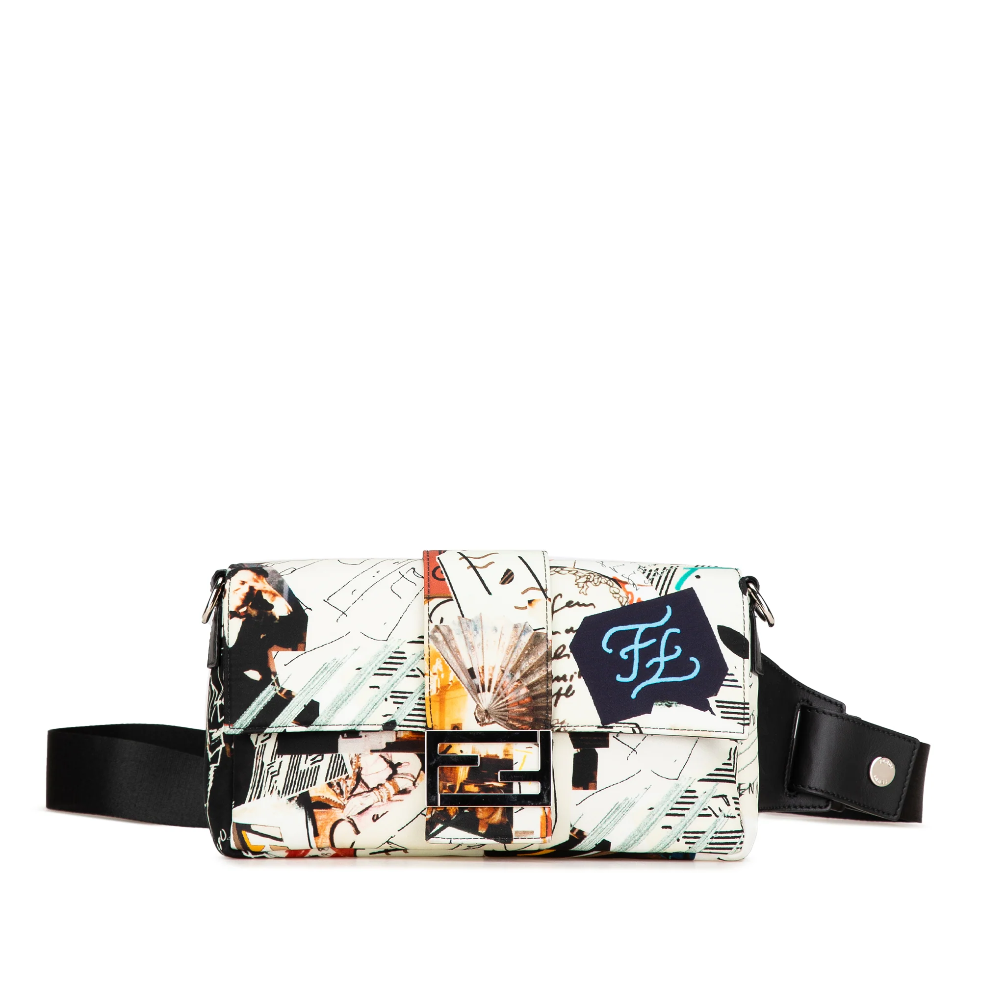 Fendi | Pre-Owned Nylon Karl Kollage Convertible Belt Baguette | White
