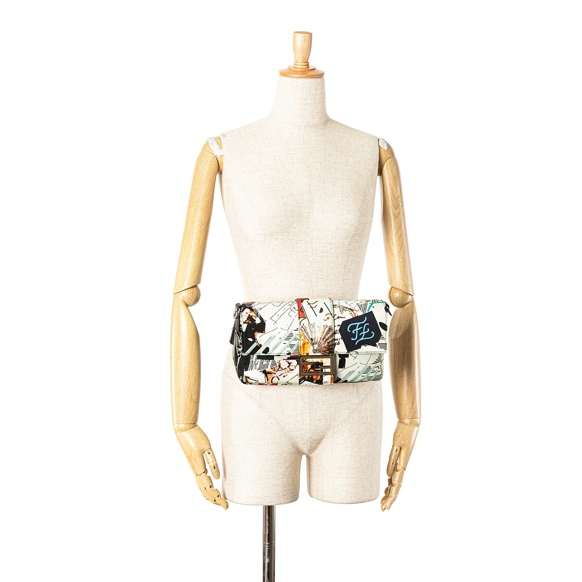 Fendi | Pre-Owned Nylon Karl Kollage Convertible Belt Baguette | White - Image 8