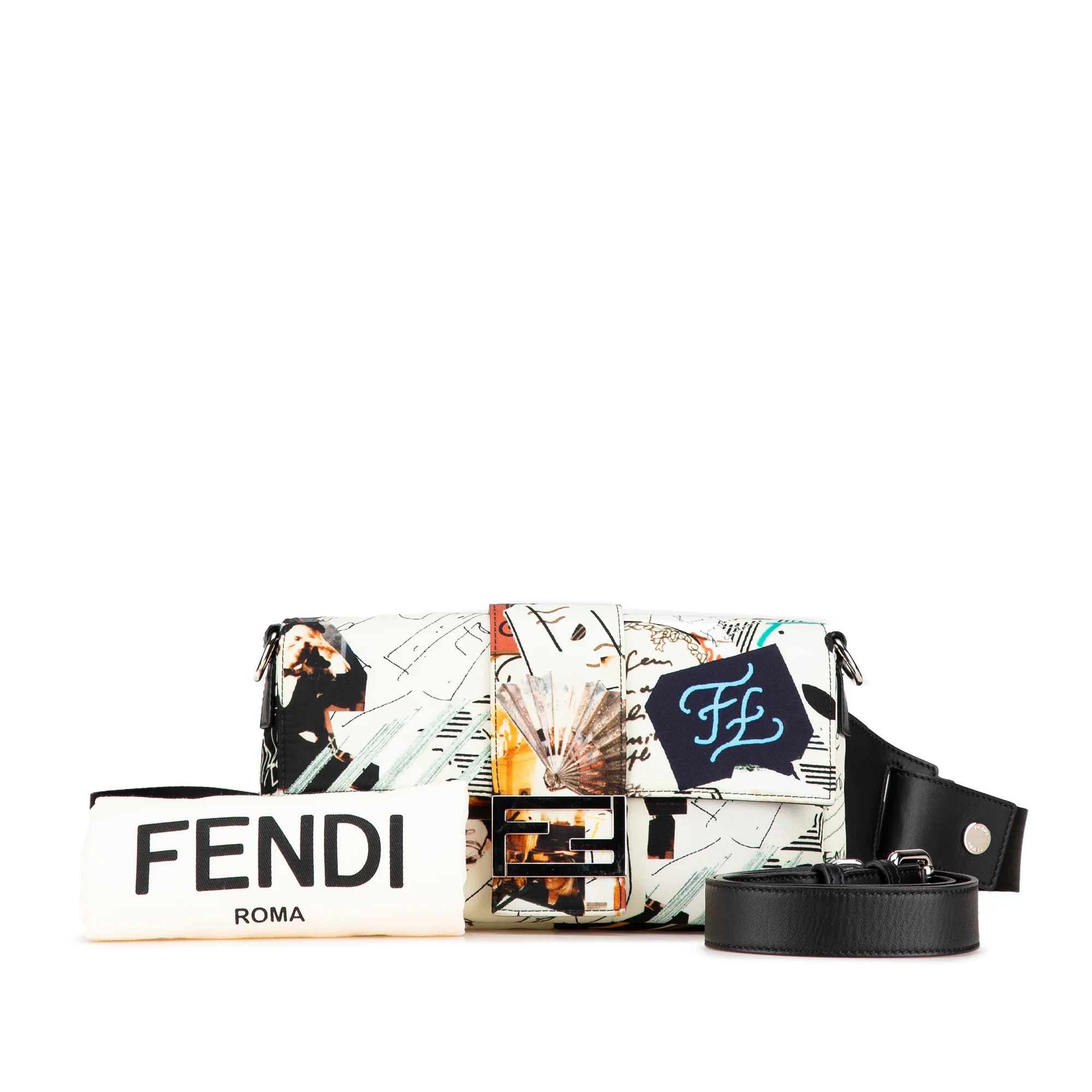 Fendi | Pre-Owned Nylon Karl Kollage Convertible Belt Baguette | White - Image 9