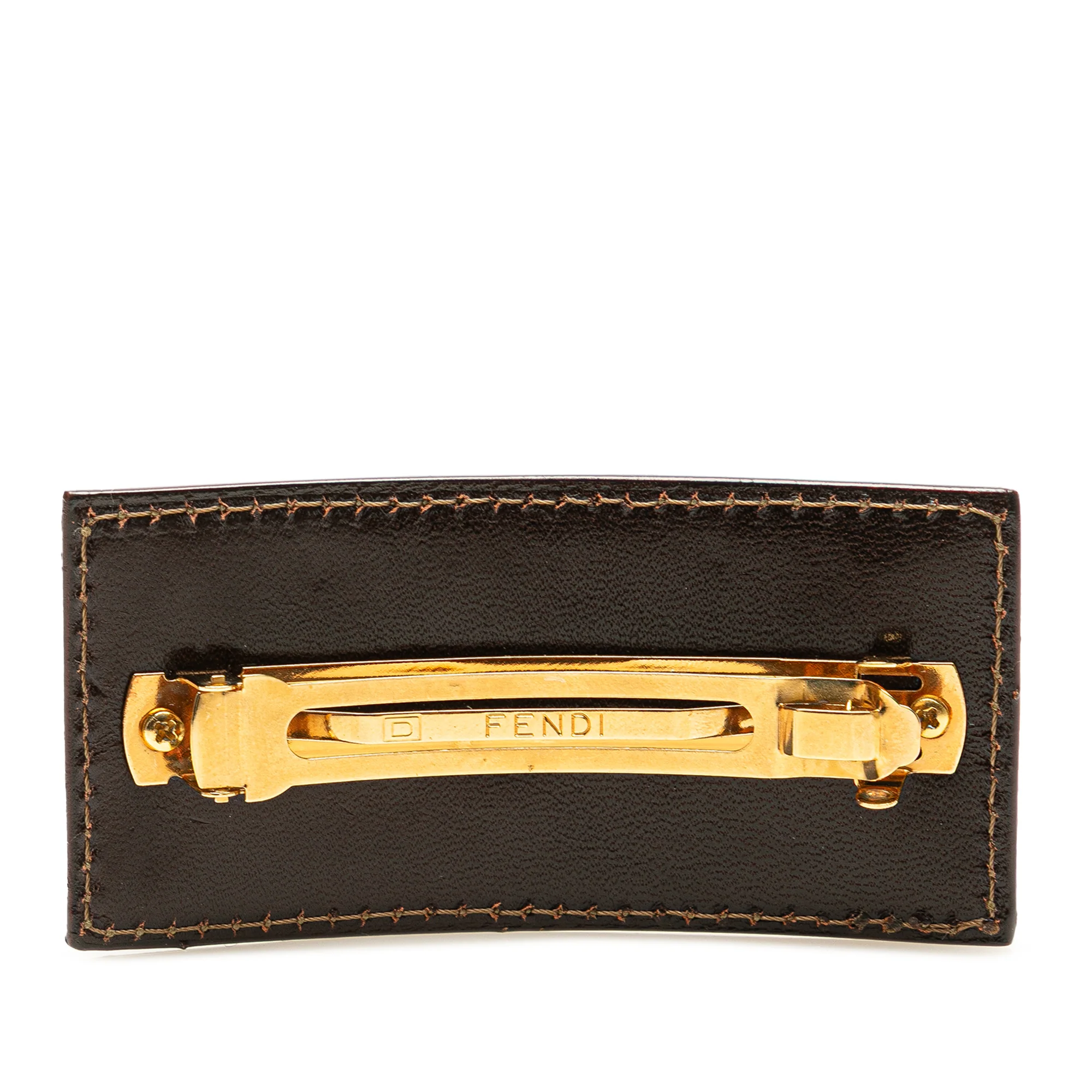 Fendi | Pre-Owned Zucca Canvas Barrette Hair Clip | Brown - Image 2