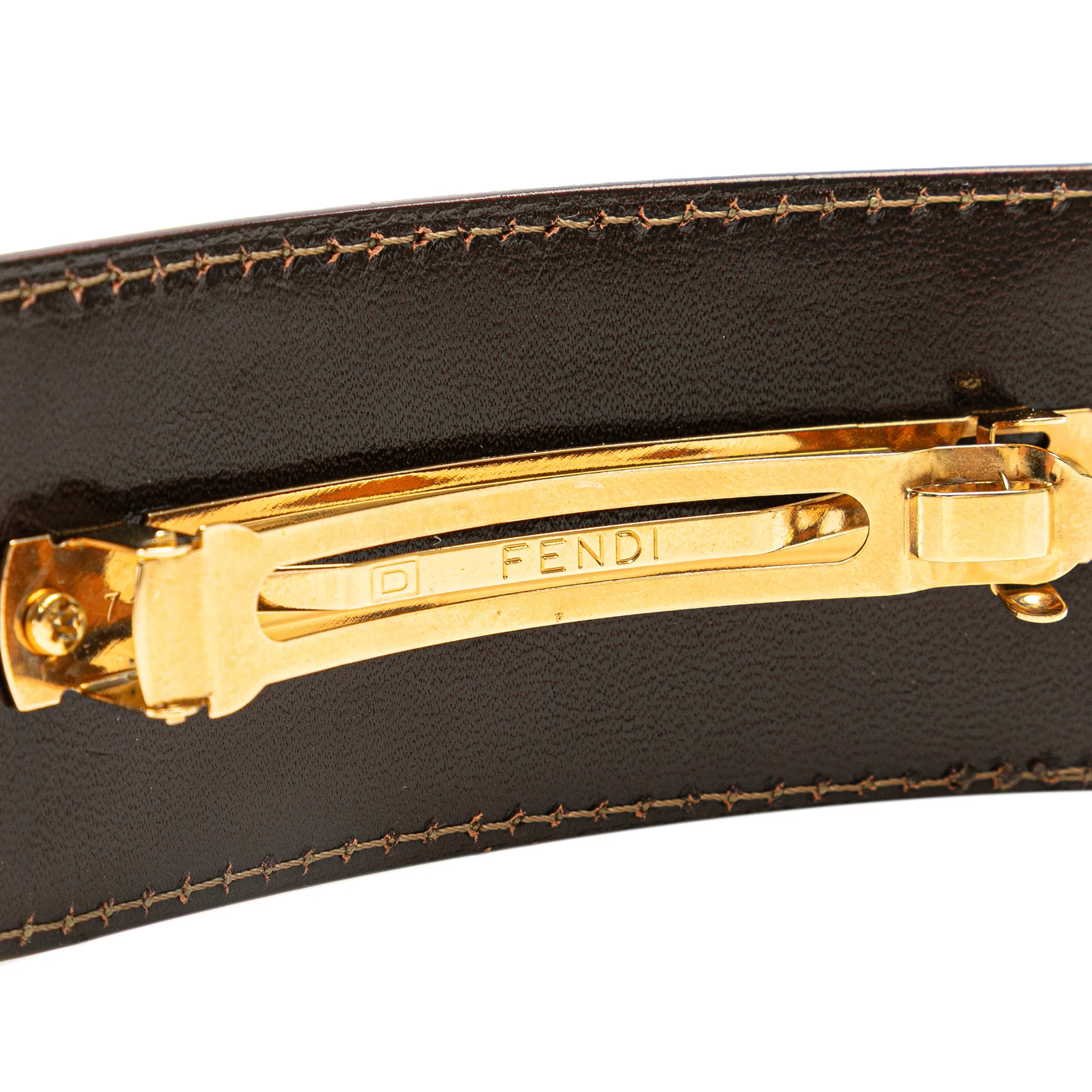 Fendi | Pre-Owned Zucca Canvas Barrette Hair Clip | Brown - Image 3