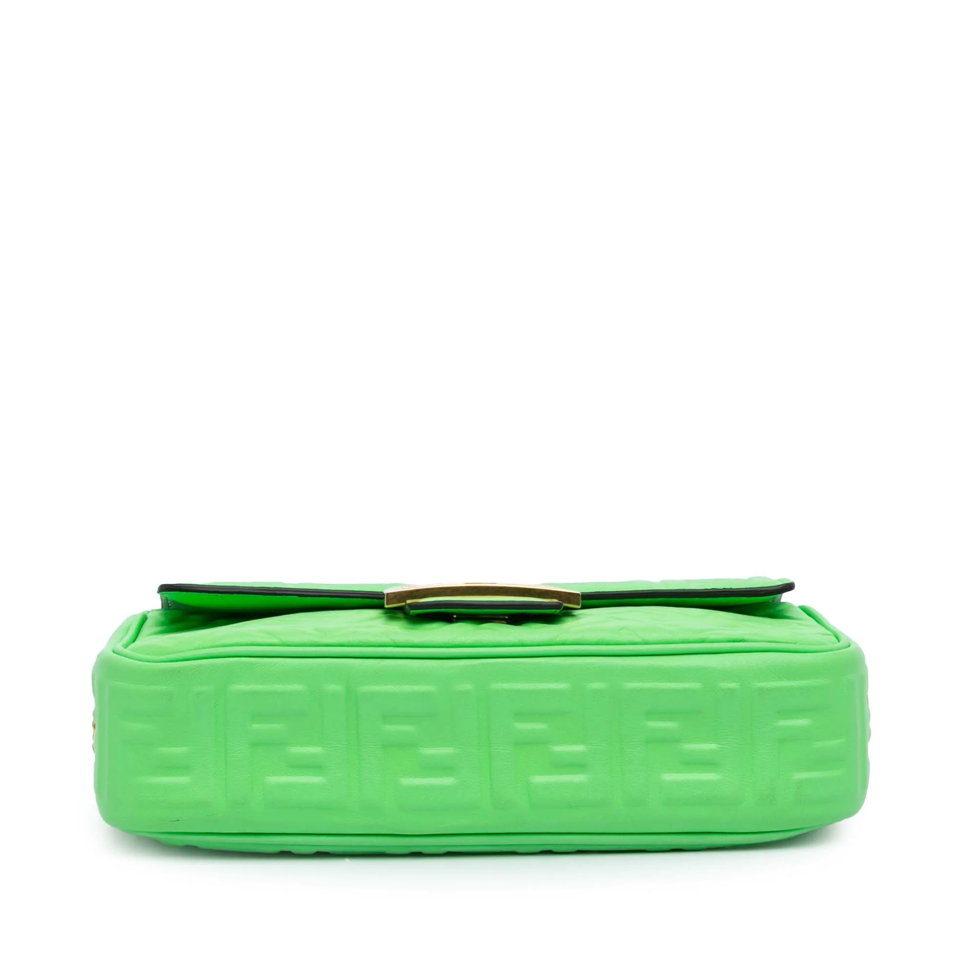 Fendi | Pre-Owned Zucca Embossed Leather Chain Midi Baguette - I | Green/Light Green - Image 5
