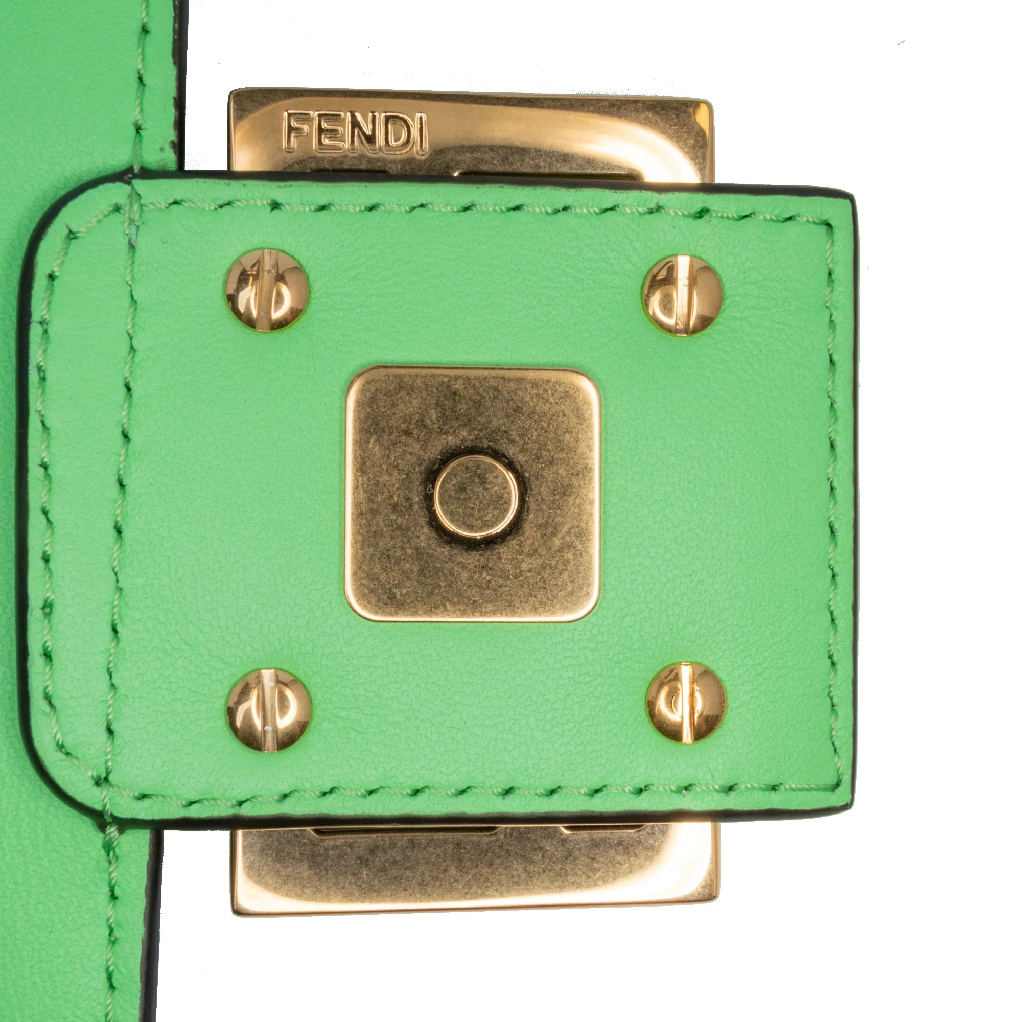 Fendi | Pre-Owned Zucca Embossed Leather Chain Midi Baguette - III | Green/Light Green - Image 11