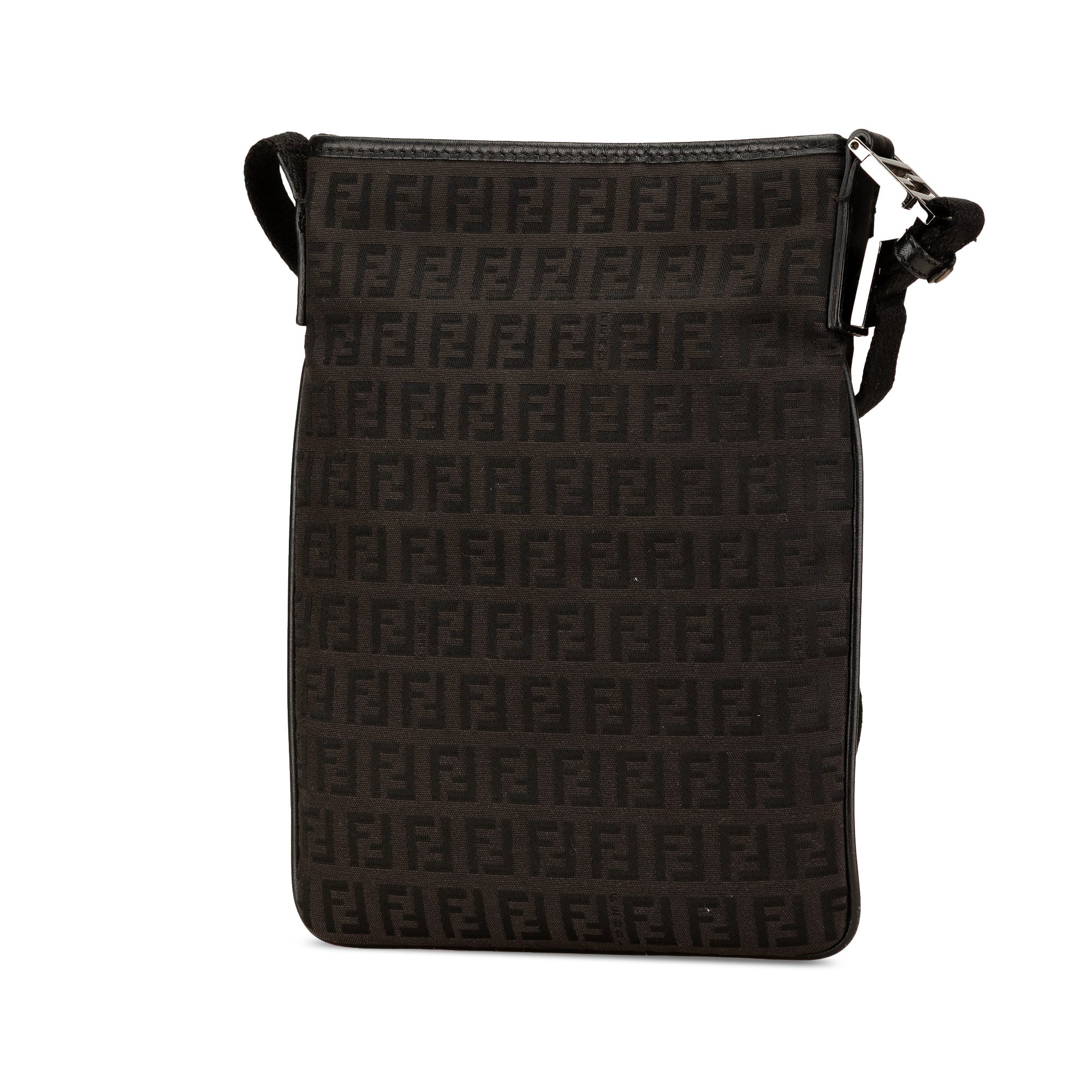 Fendi | Pre-Owned Zucchino Canvas Crossbody - IV | Black - Image 4