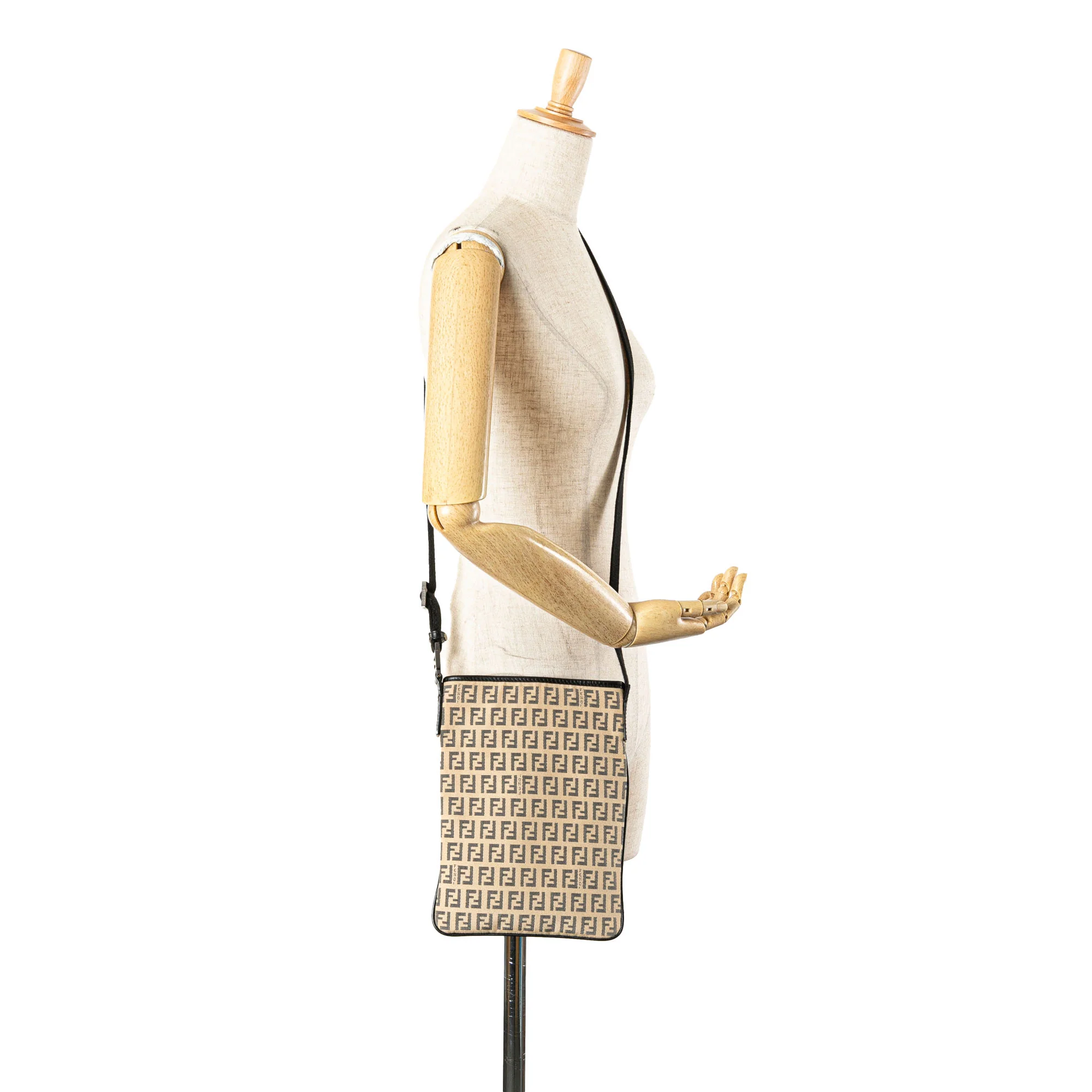 Fendi | Pre-Owned Zucchino Canvas Crossbody - V | Beige - Image 2