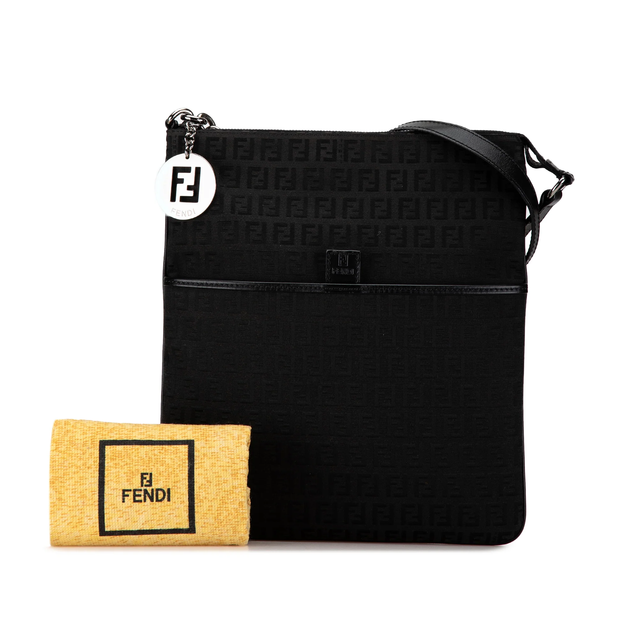 Fendi | Pre-Owned Zucchino Canvas Crossbody - V | Black - Image 3