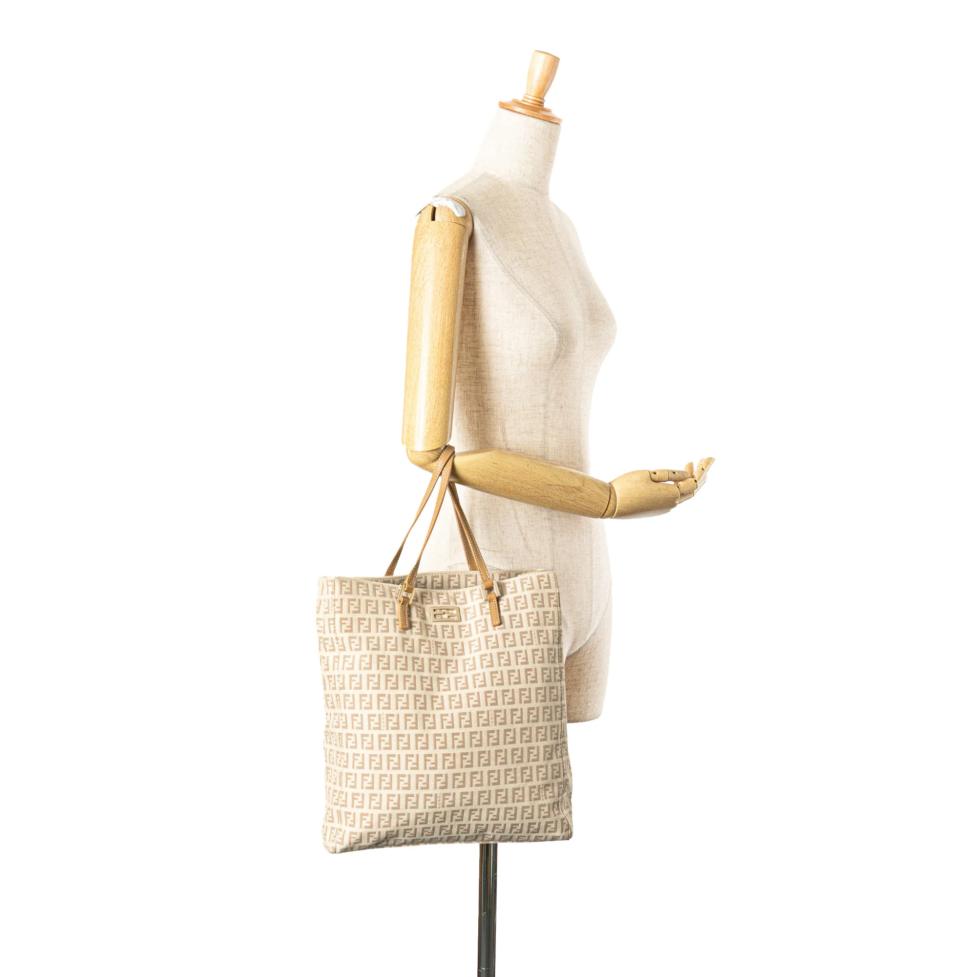 Fendi | Pre-Owned Zucchino Canvas Tote - IV | Brown/Light Beige - Image 2