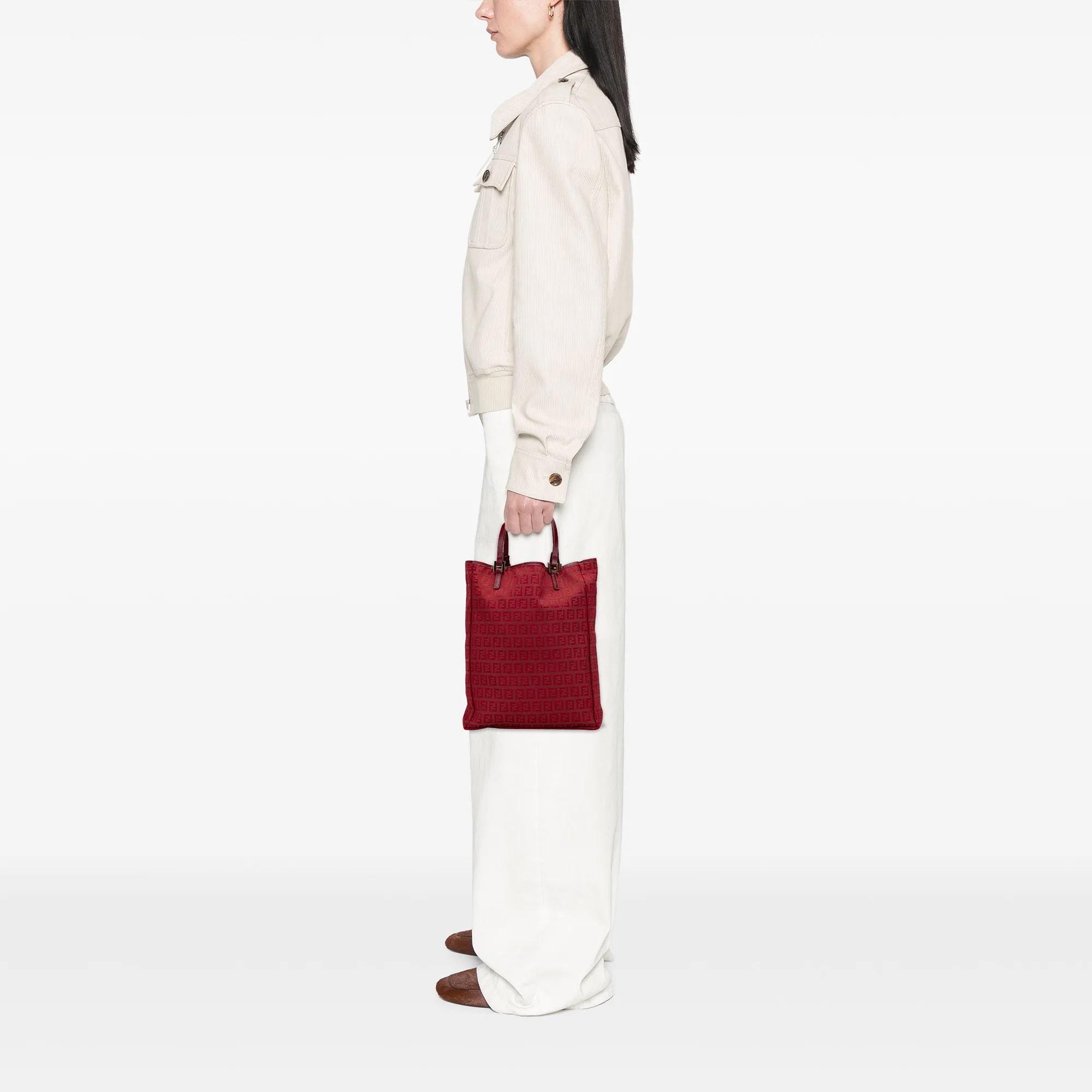 Fendi | Pre-Owned Zucchino Canvas Tote | Red - Image 2