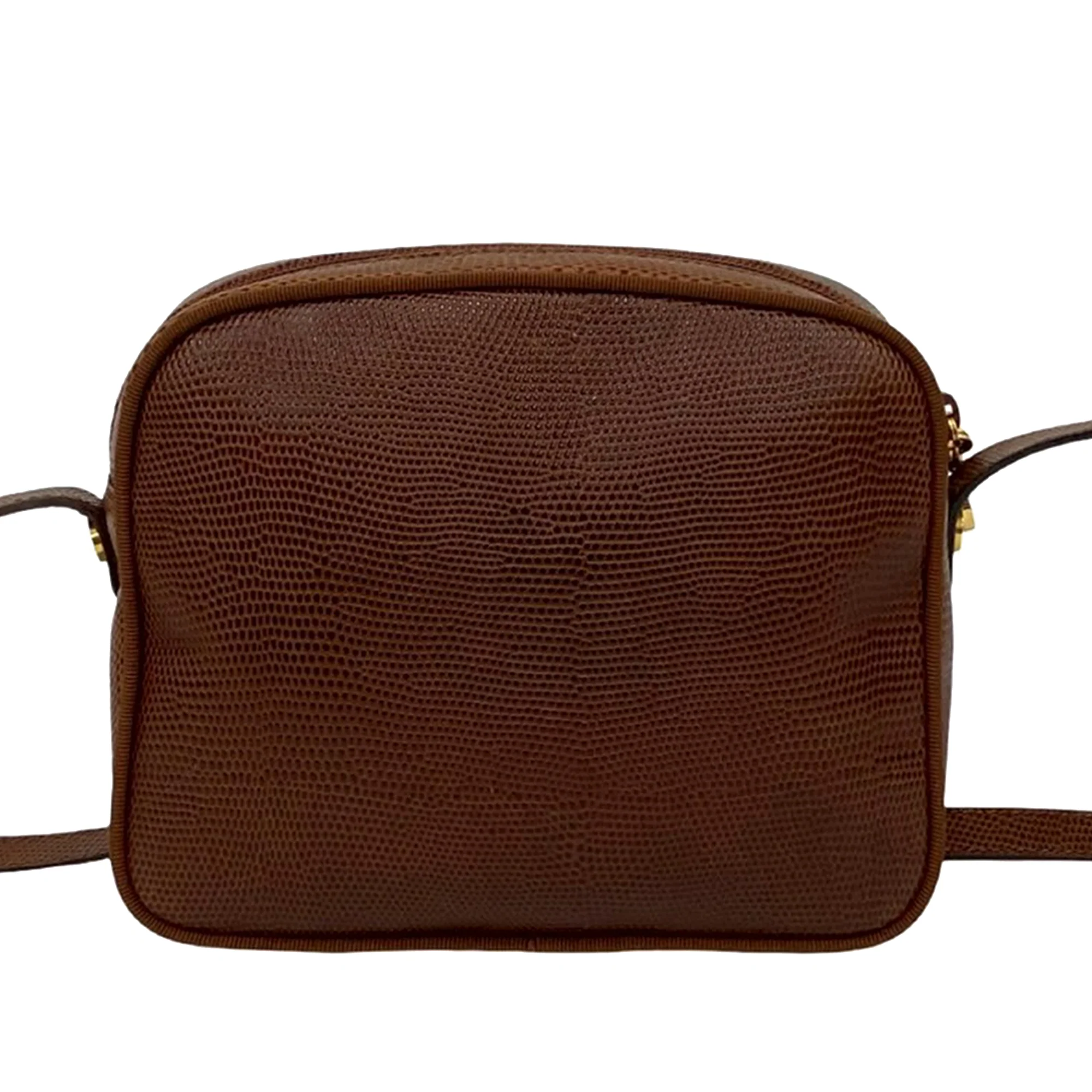 Ferragamo | Pre-Owned Lizard Embossed Leather Vara Crossbody | Brown - Image 2