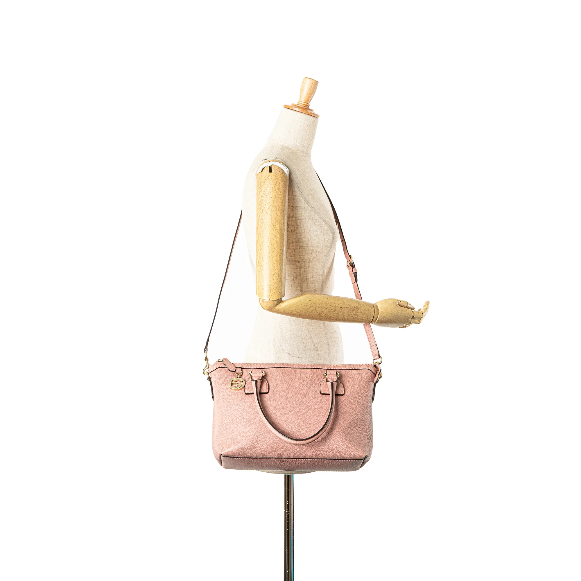 Gucci | Pre-Owned Dollar Calfskin GG Charm Satchel - II | Pink - Image 4