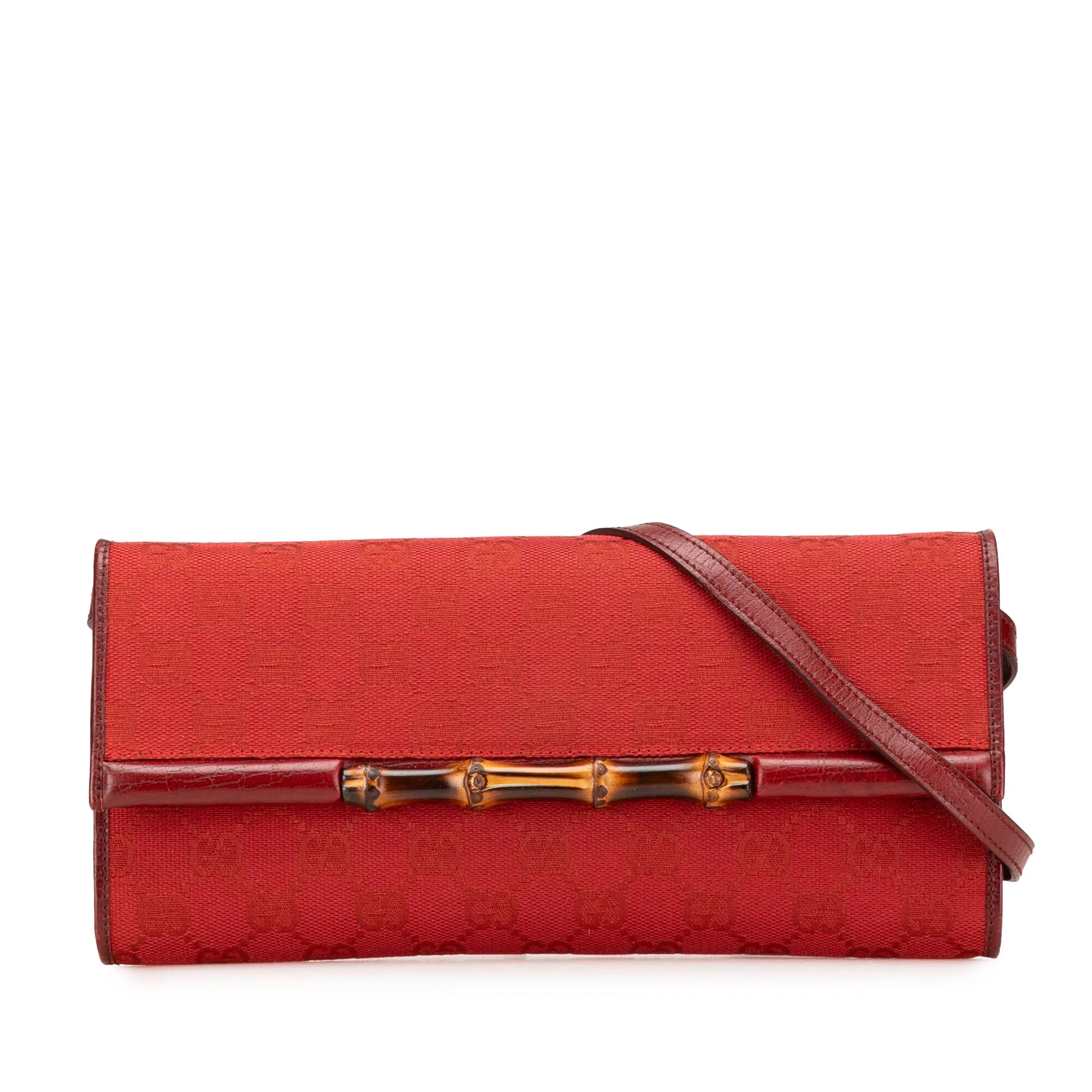 Gucci | Pre-Owned GG Canvas Bamboo Bar Crossbody | Red