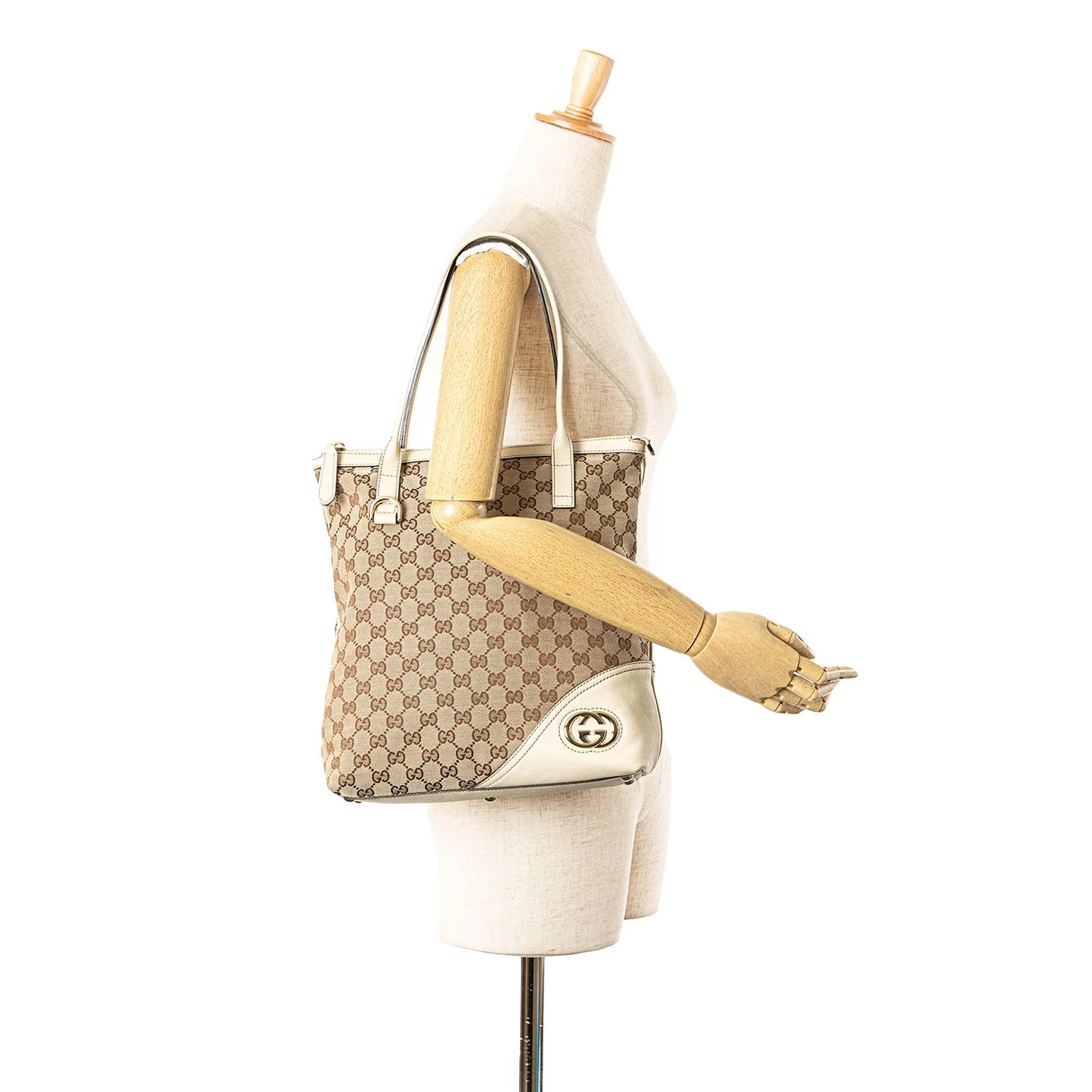 Gucci | Pre-Owned GG Canvas Britt Tote | Beige - Image 5
