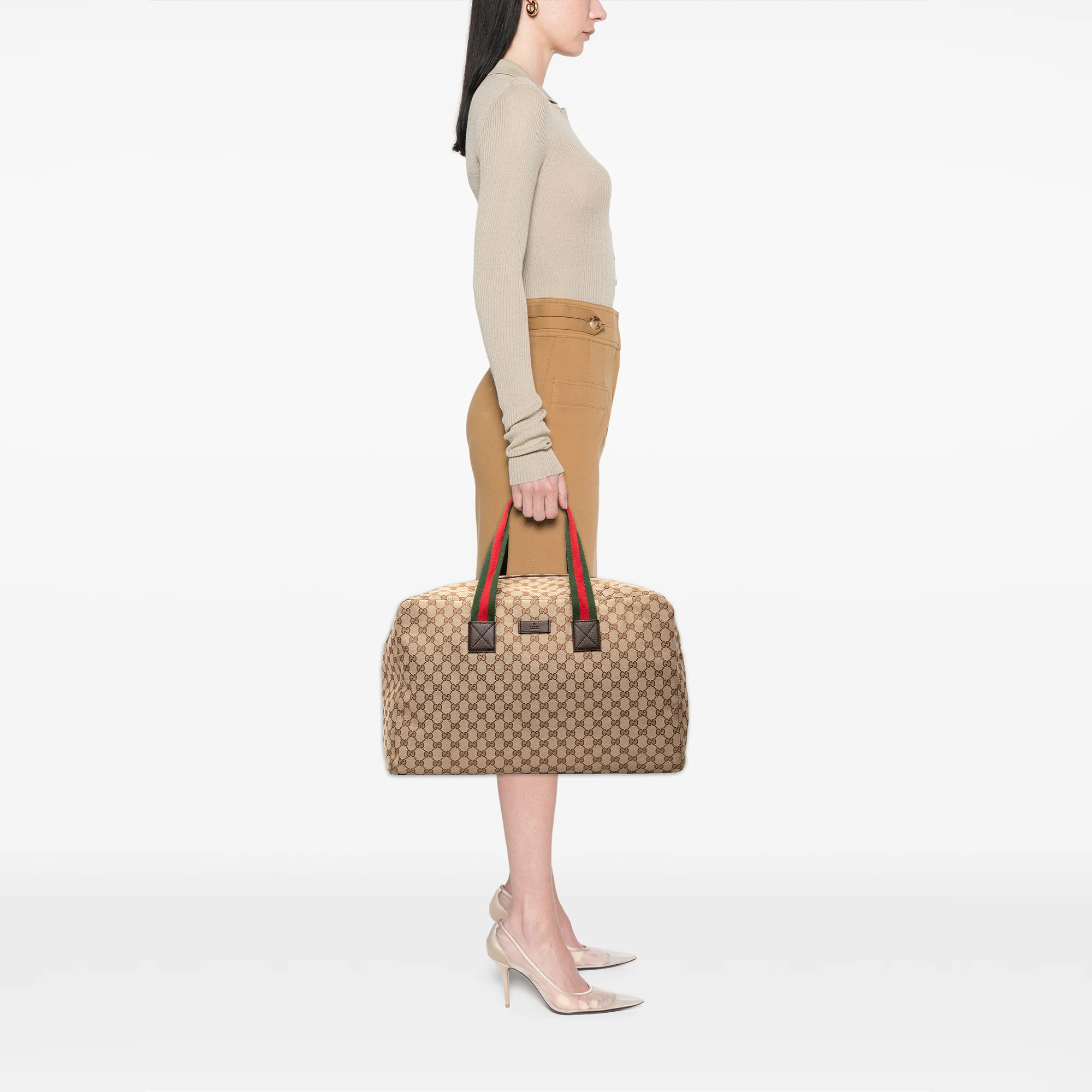 Gucci | Pre-Owned GG Canvas Web Travel Bag | Beige - Image 9