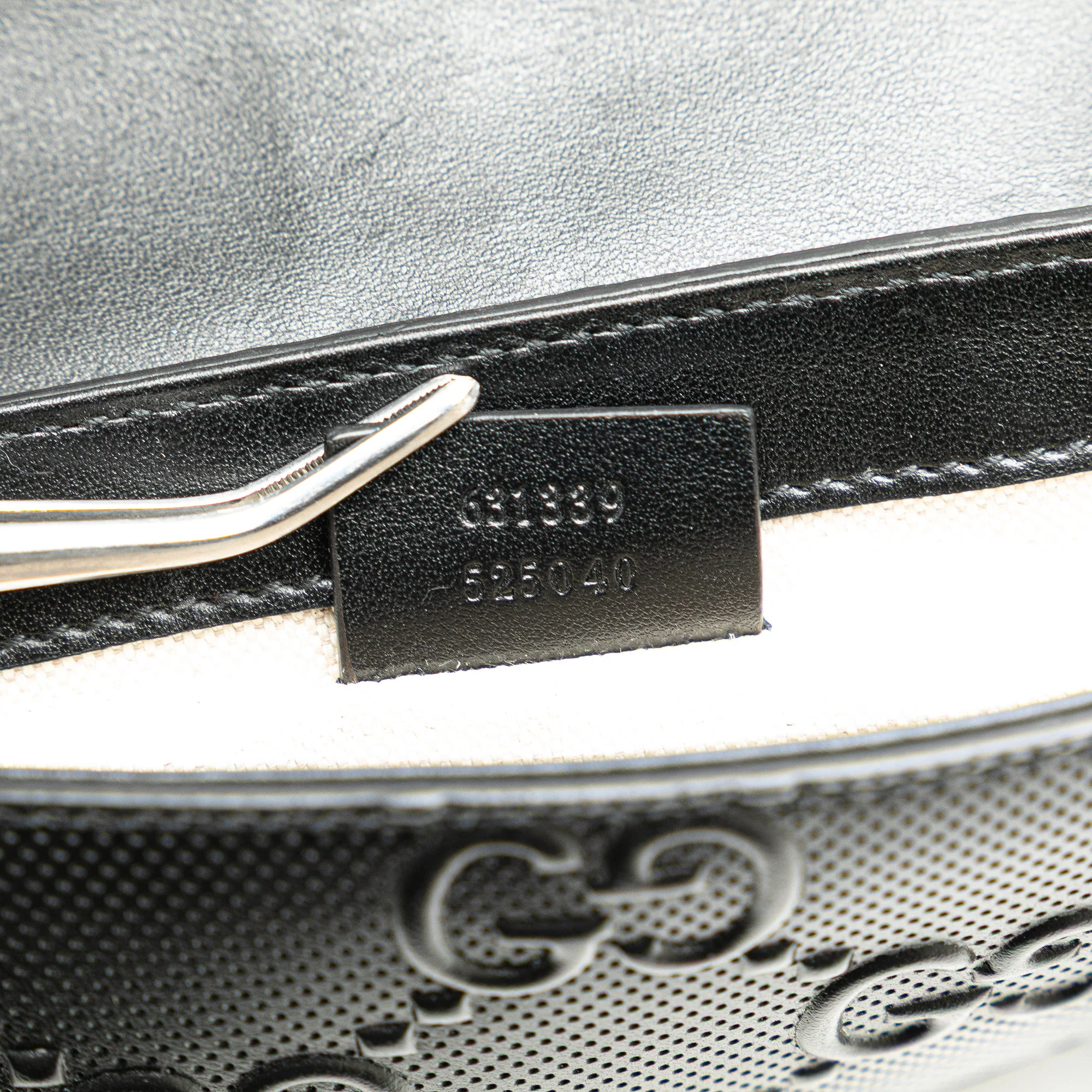 Gucci | Pre-Owned GG Embossed Perforated Double Belt Bag | Black - Image 12