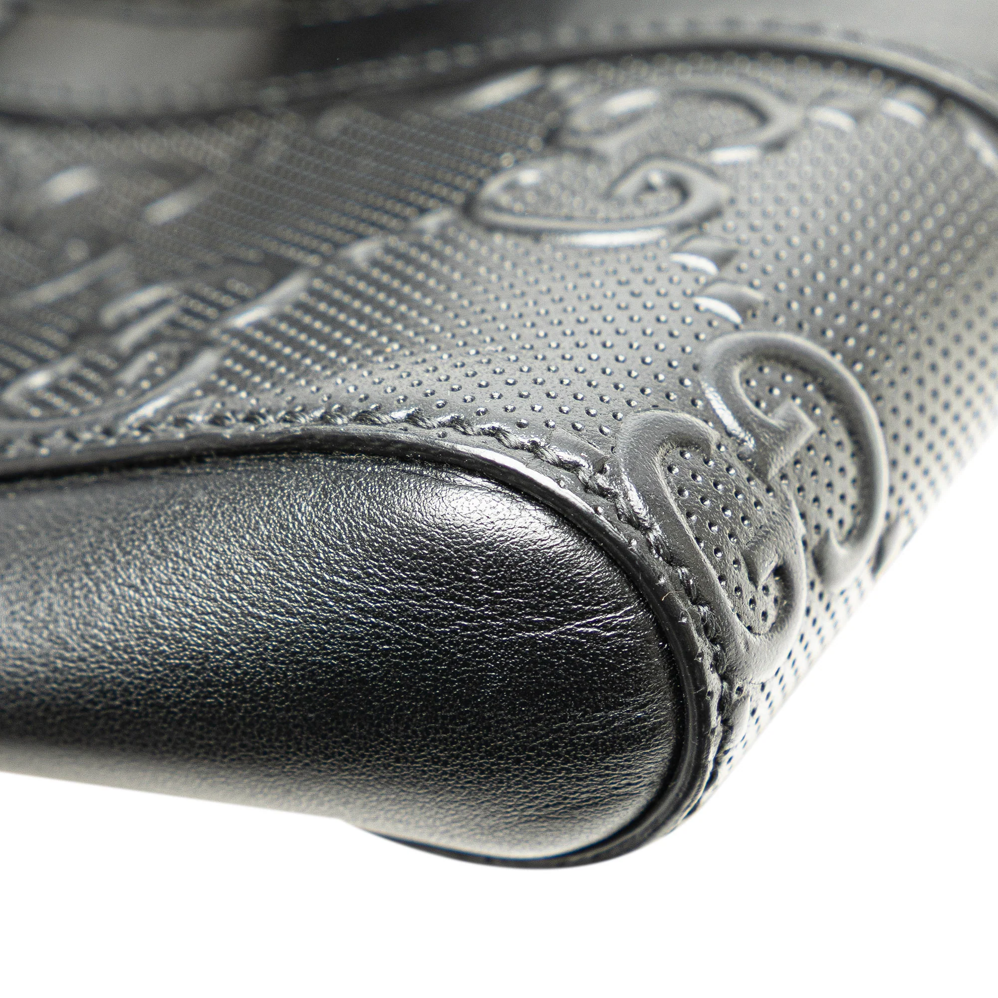 Gucci | Pre-Owned GG Embossed Perforated Double Belt Bag | Black - Image 14