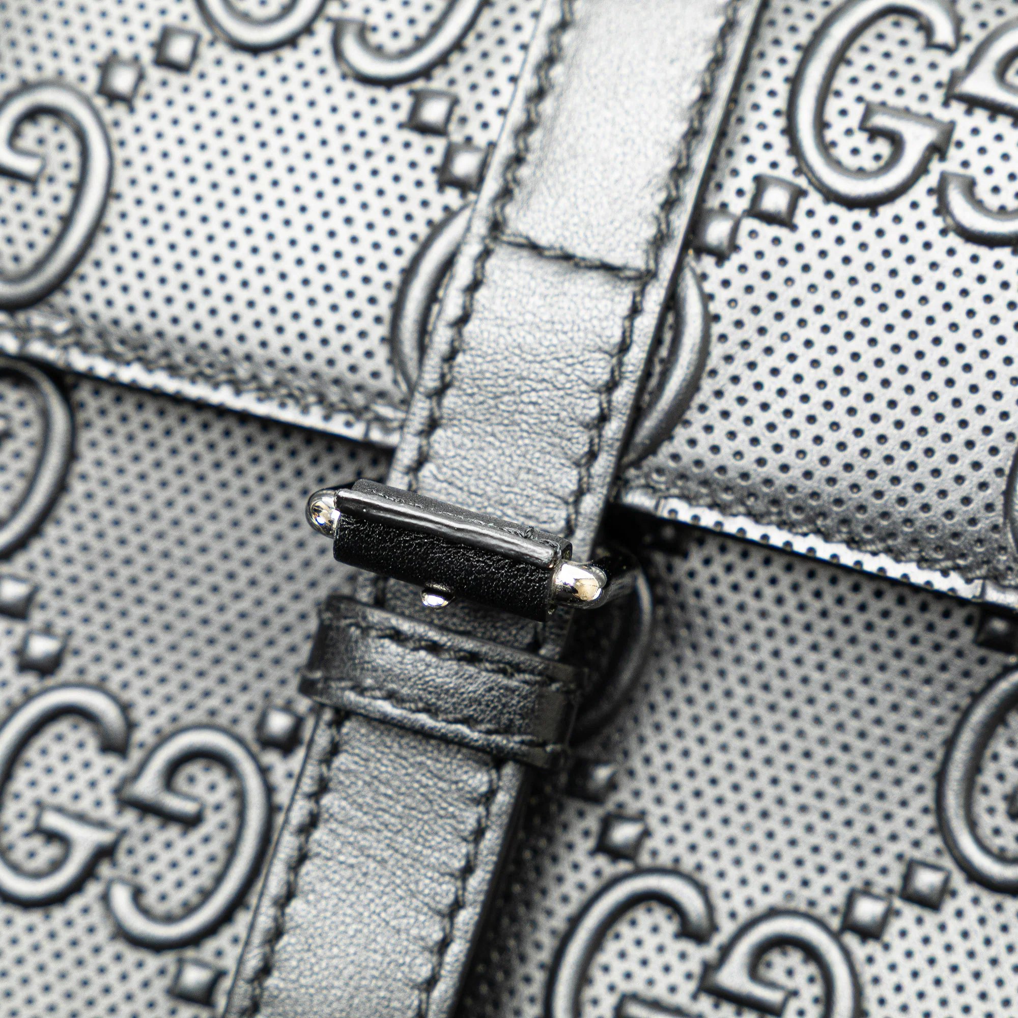 Gucci | Pre-Owned GG Embossed Perforated Double Belt Bag | Black - Image 4