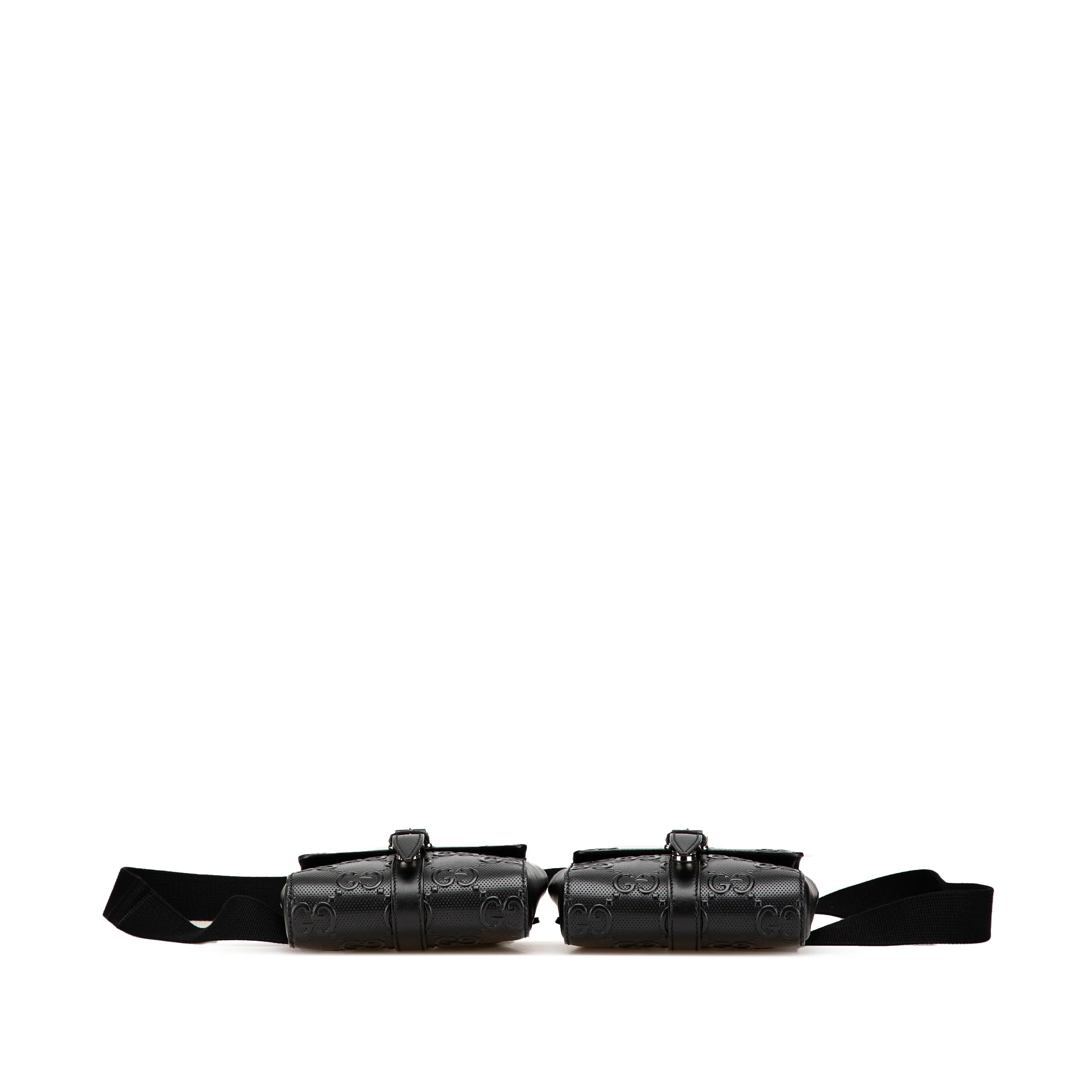 Gucci | Pre-Owned GG Embossed Perforated Double Belt Bag | Black - Image 8