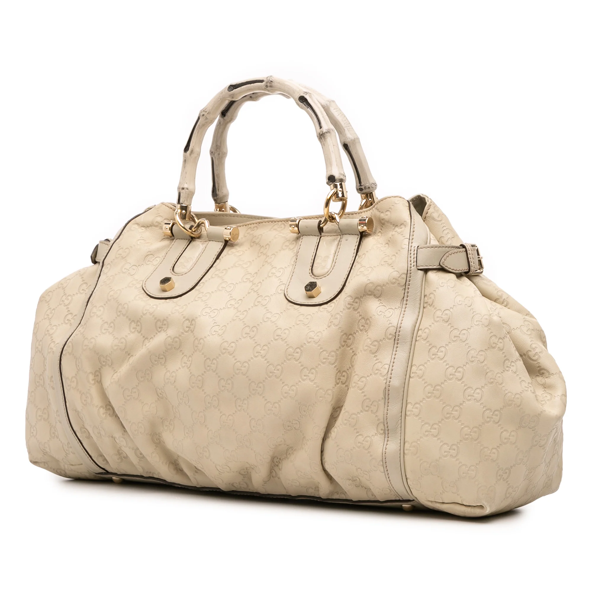 Gucci | Pre-Owned Guccissima Bamboo Dialux Tote | Brown/Light Beige - Image 3