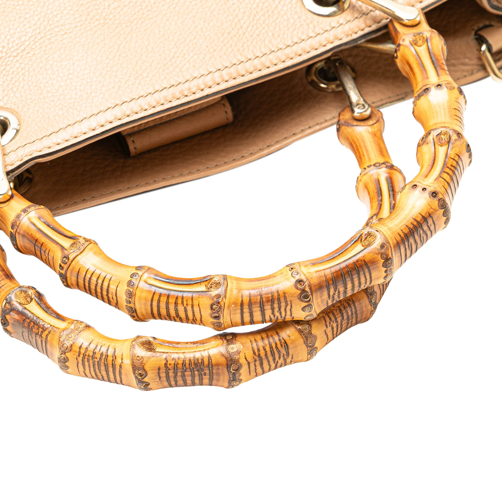 Gucci | Pre-Owned Medium Calfskin Bamboo Shopper Satchel | Brown/Light Brown - Image 2